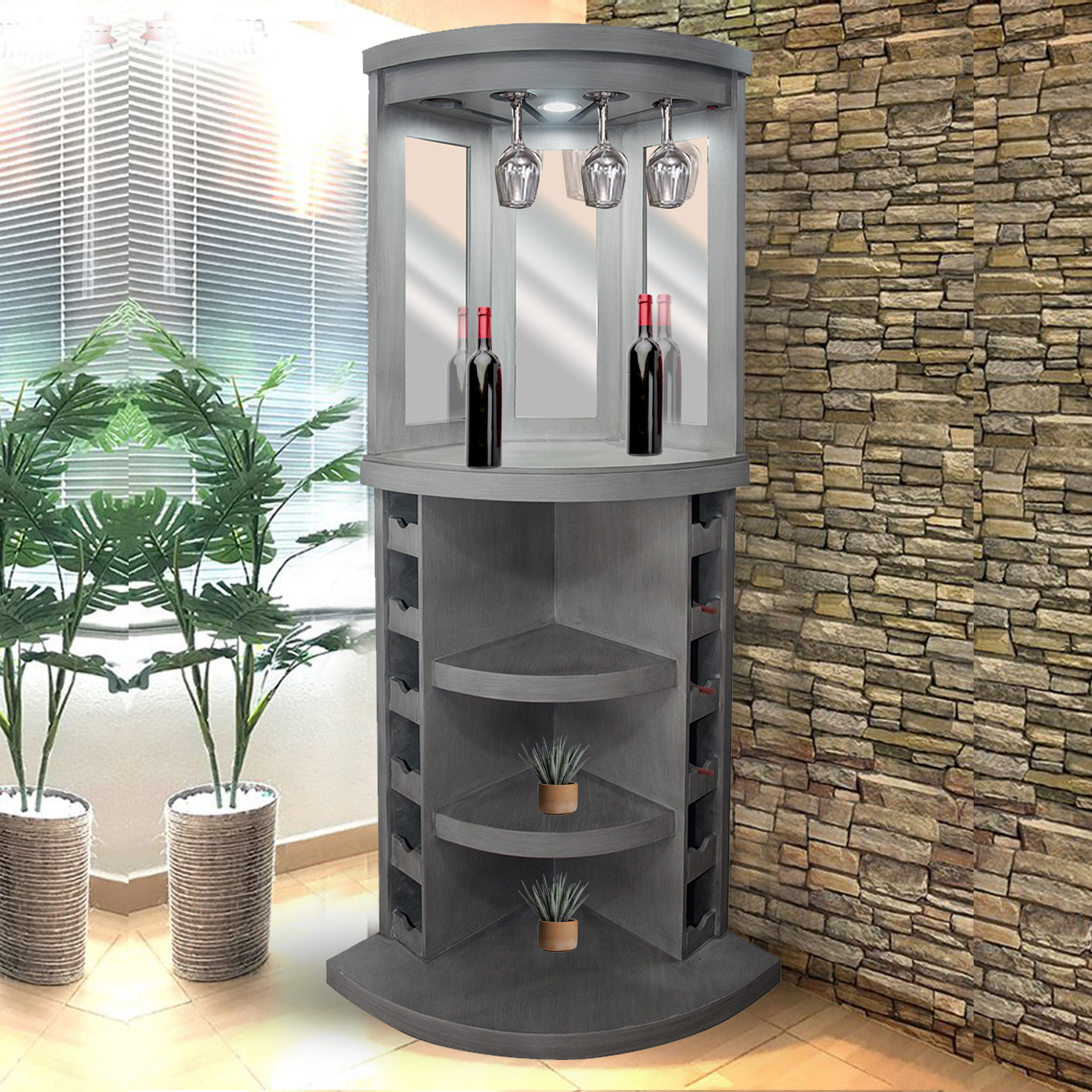 Cantina  gris bar moderna esquinera mueble para botellas