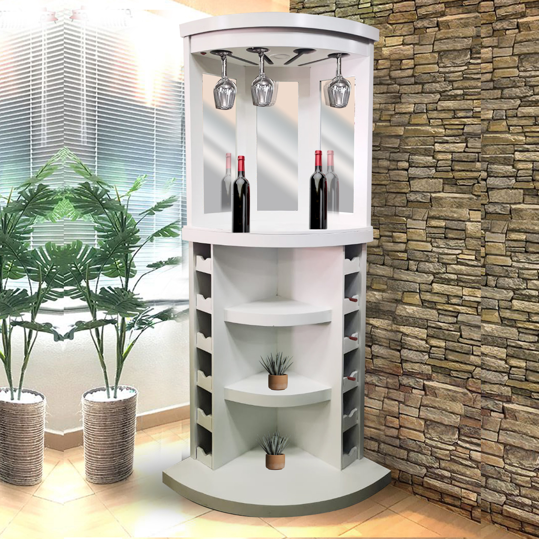 Cantina blanca bar moderna esquinera mueble para botellas