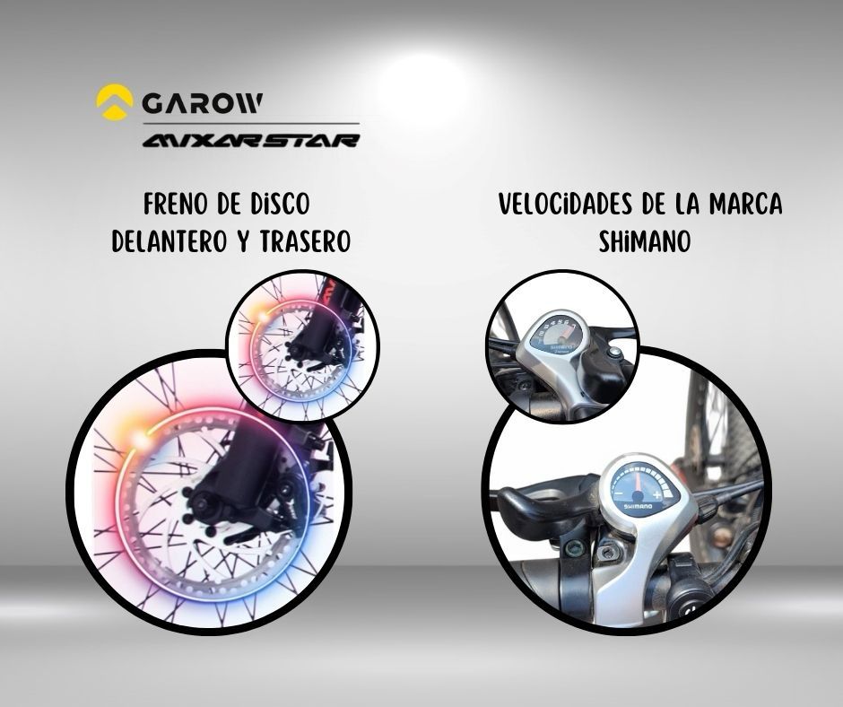 Bicicleta Eléctrica Garow MX19 – Motor de 500W, Velocidad de hasta 32 km/h, Autonomía de hasta 100 km – Ideal para Montaña y Aventura