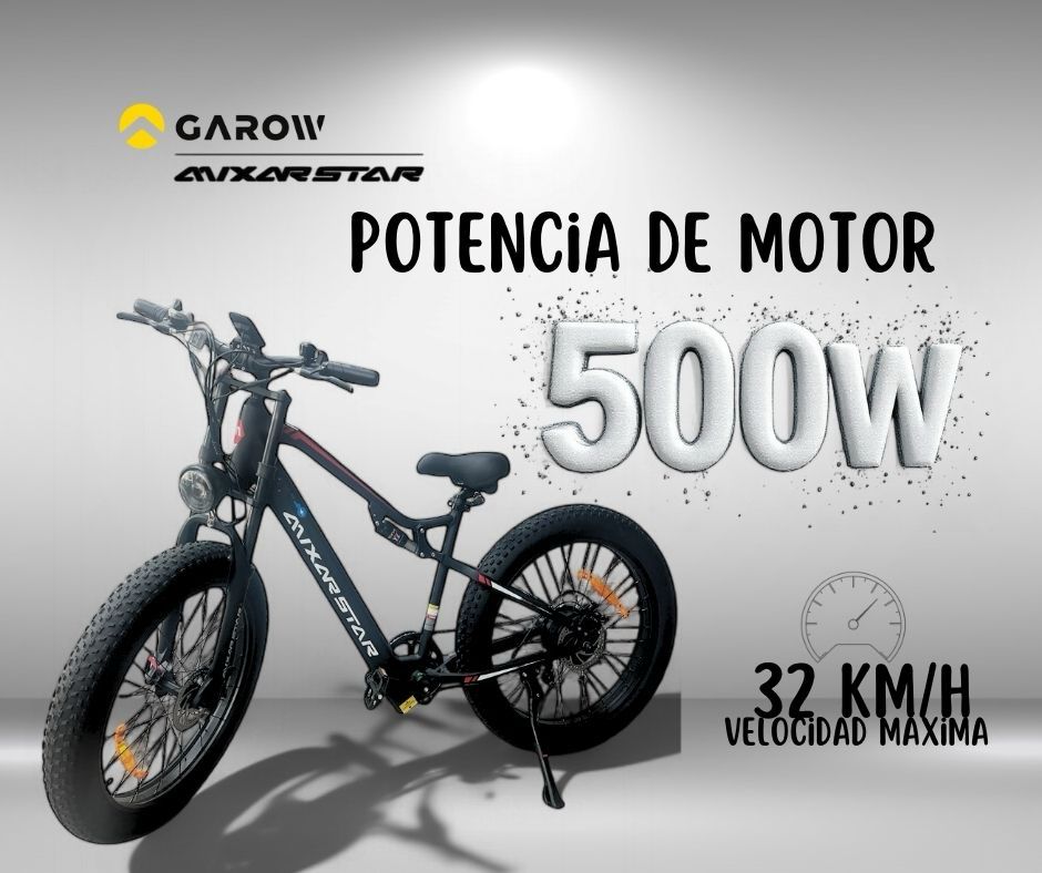 Bicicleta Eléctrica Garow MX19 – Motor de 500W, Velocidad de hasta 32 km/h, Autonomía de hasta 100 km – Ideal para Montaña y Aventura