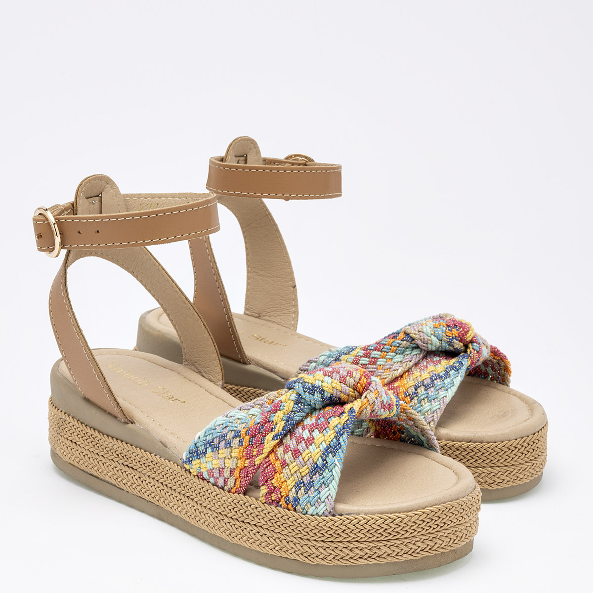 SANDALIA PLATAFORMA 5 CM MUJER VALERIA STAR 471 CAMEL MULTICOLOR