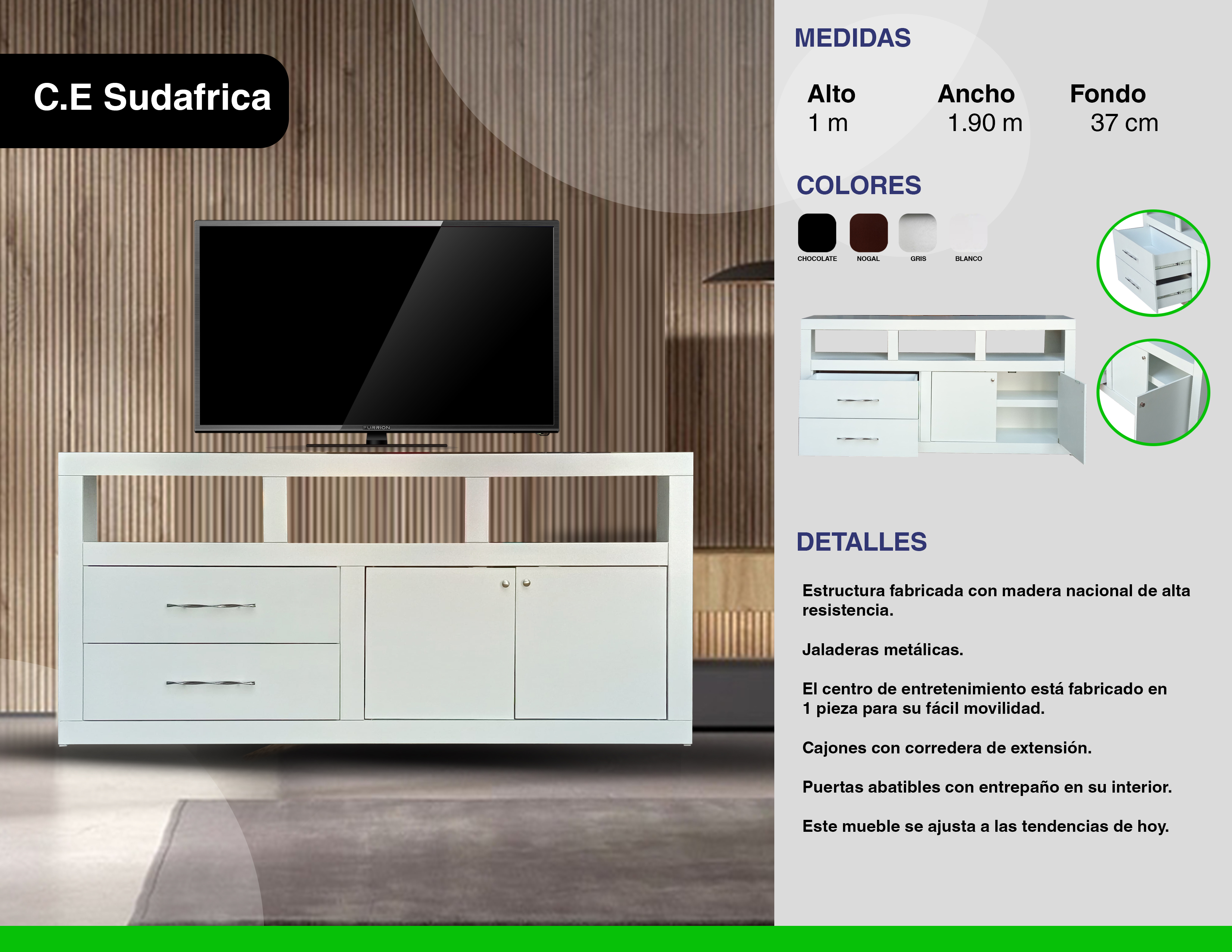 Centro de entretenimiento blanco mueble moderno centro para tv 