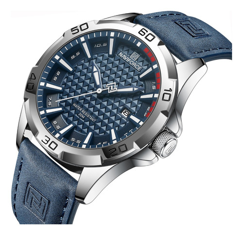 NAVIFORCE Relojes deportivos hombres casual simple correa de cuero