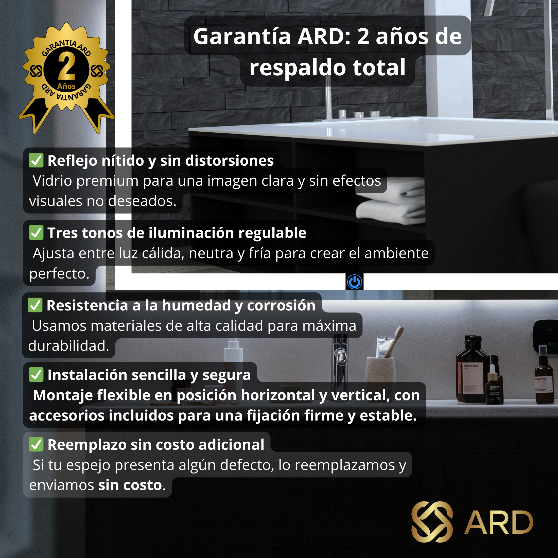 Espejo Led ARD Glanz Luminous Cloud 90 x 52 cm