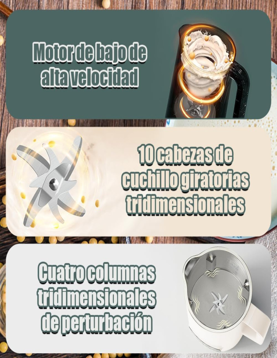Maquina Para Hacer Leche Vegetales Soya,Almendras. Pasta, Molinillo,Jugo 