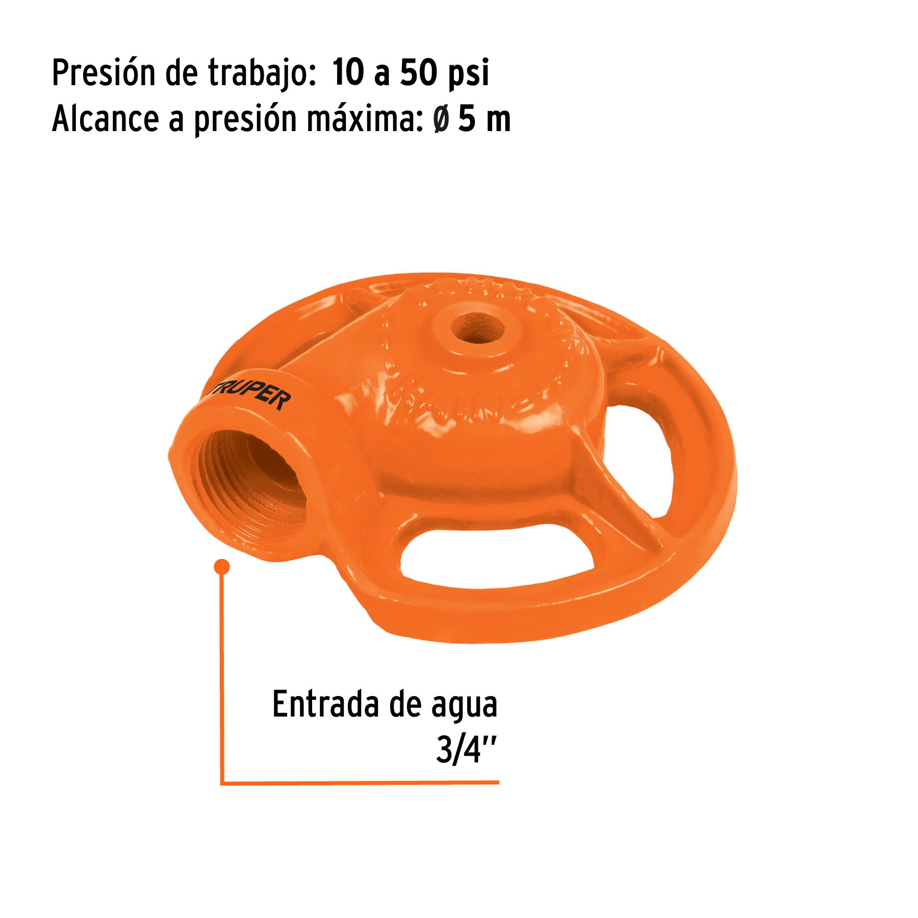 Aspersor base metálica, tipo sapo de chorro fino, Truper