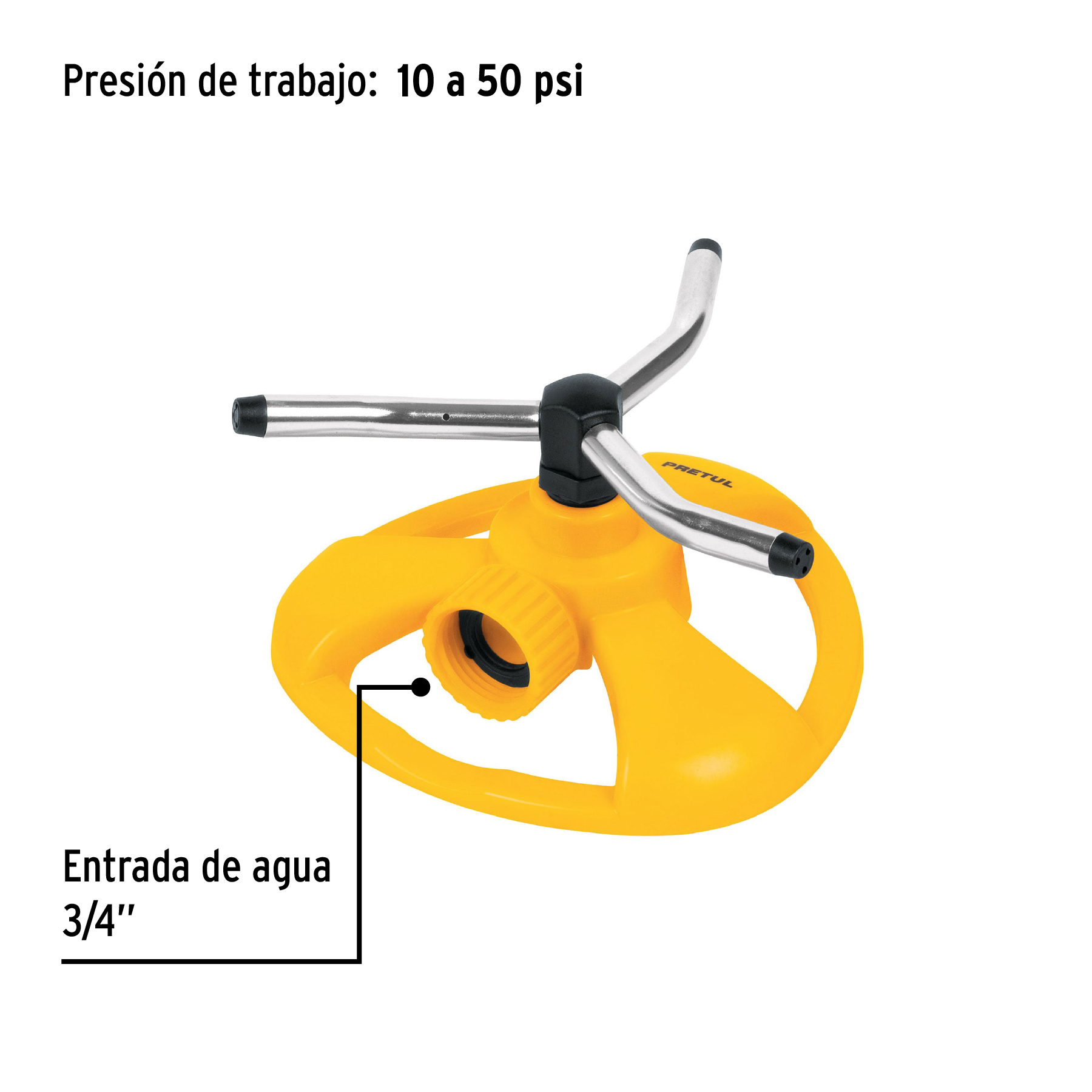 Aspersor giratorio de 3 brazos con base plástica, Pretul
