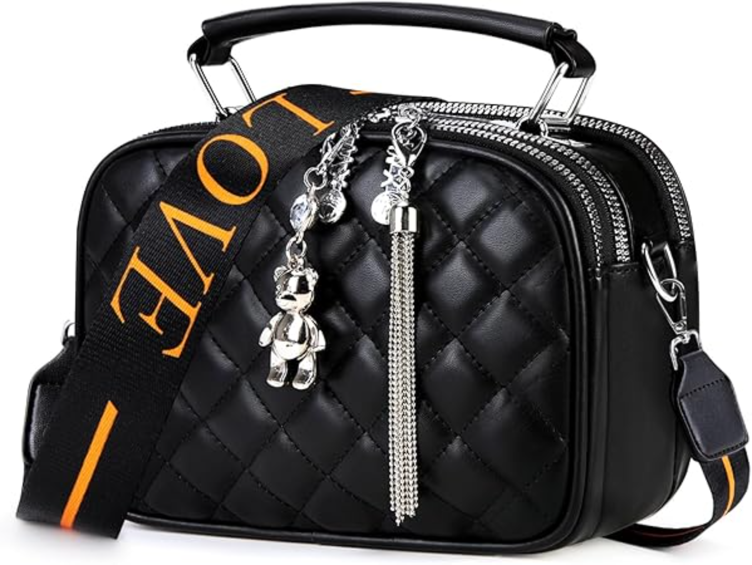 Bolsa Crossbody Mujer, Bolsas de Mujer de Pu,Bolsa Negra Impermeable
