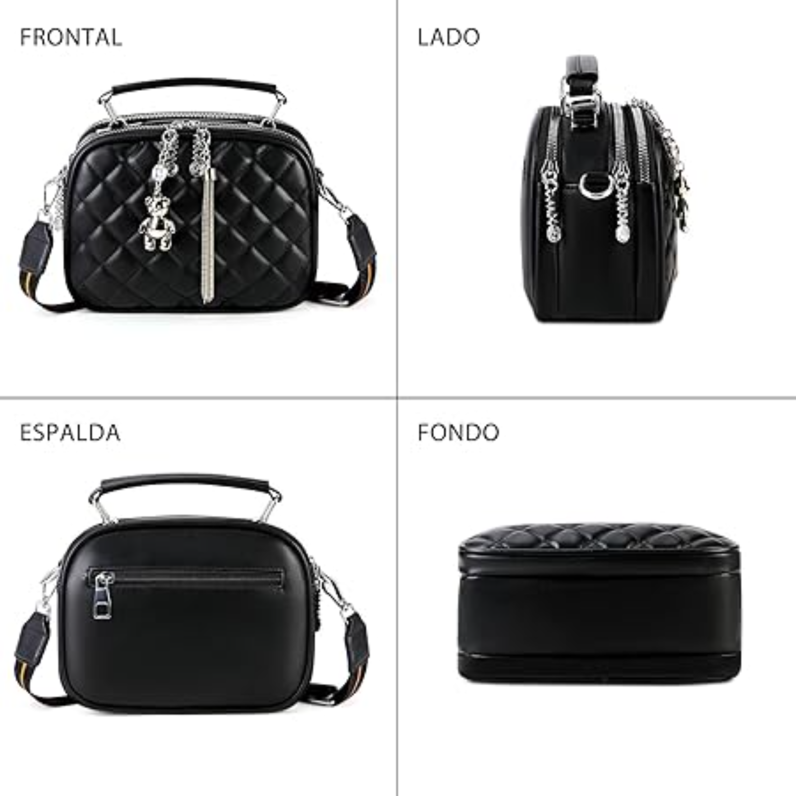 Bolsa Crossbody Mujer, Bolsas de Mujer de Pu,Bolsa Negra Impermeable