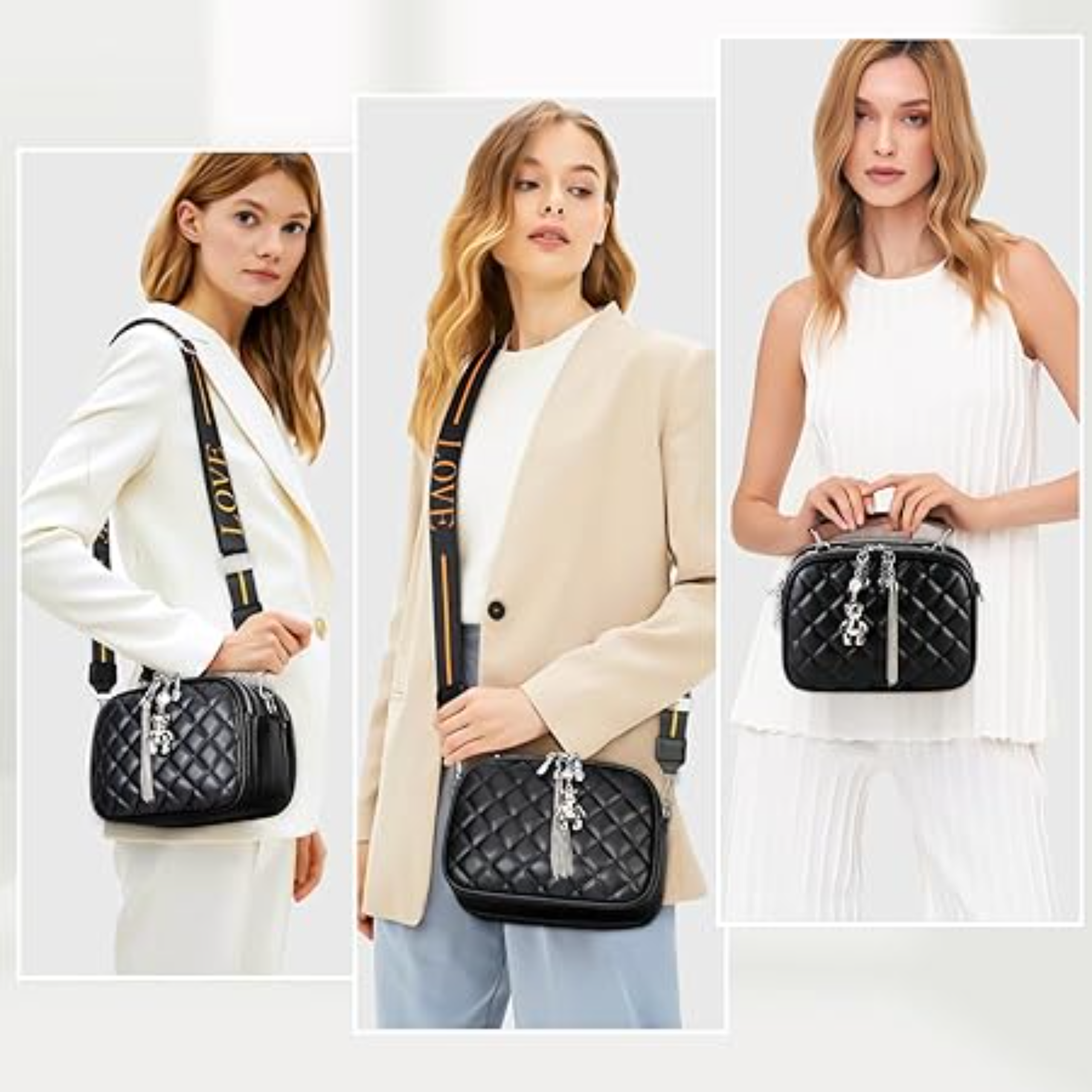 Bolsa Crossbody Mujer, Bolsas de Mujer de Pu,Bolsa Negra Impermeable
