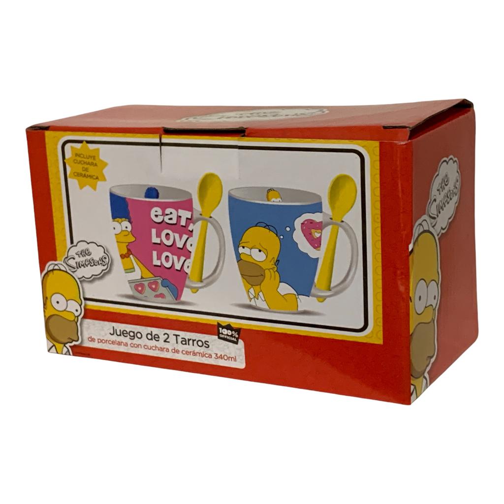 Los Simpson Juego de 2 Tarros con cuchara Homero & Marge  Tazas Novios Pareja  San Valentin