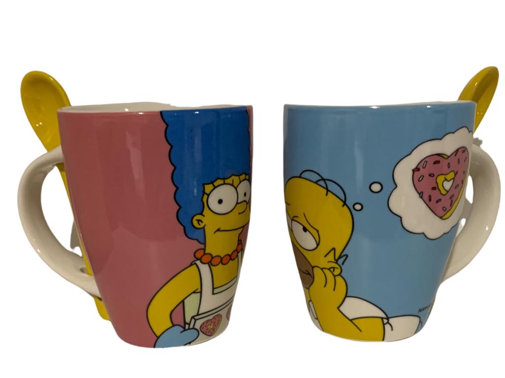 Los Simpson Juego de 2 Tarros con cuchara Homero & Marge  Tazas Novios Pareja  San Valentin