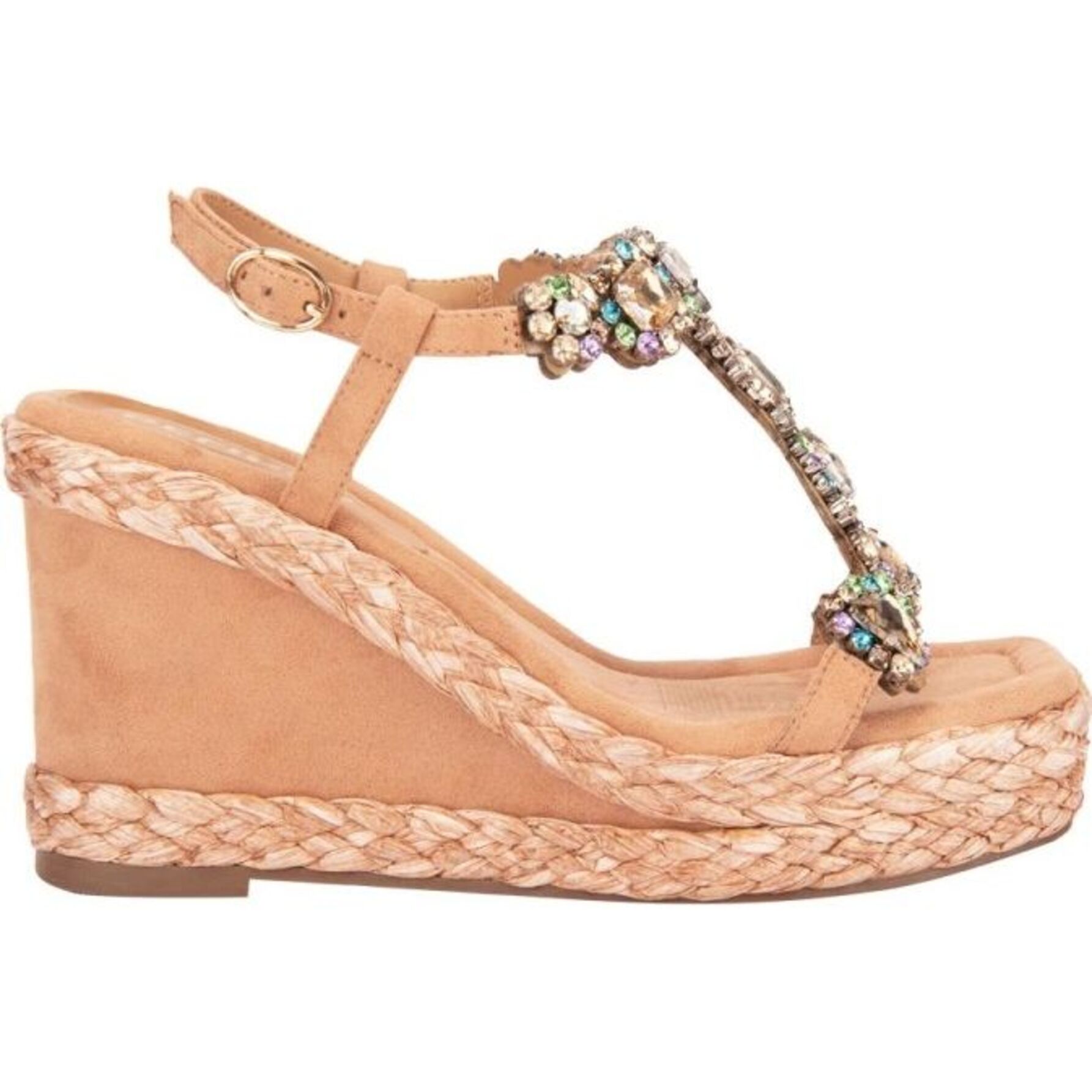 Sandalia para mujer, con plataforma, Traba t, punta cuadrada, acabado ante, marca Belinda Peregrin y color camel, mod. 1191743