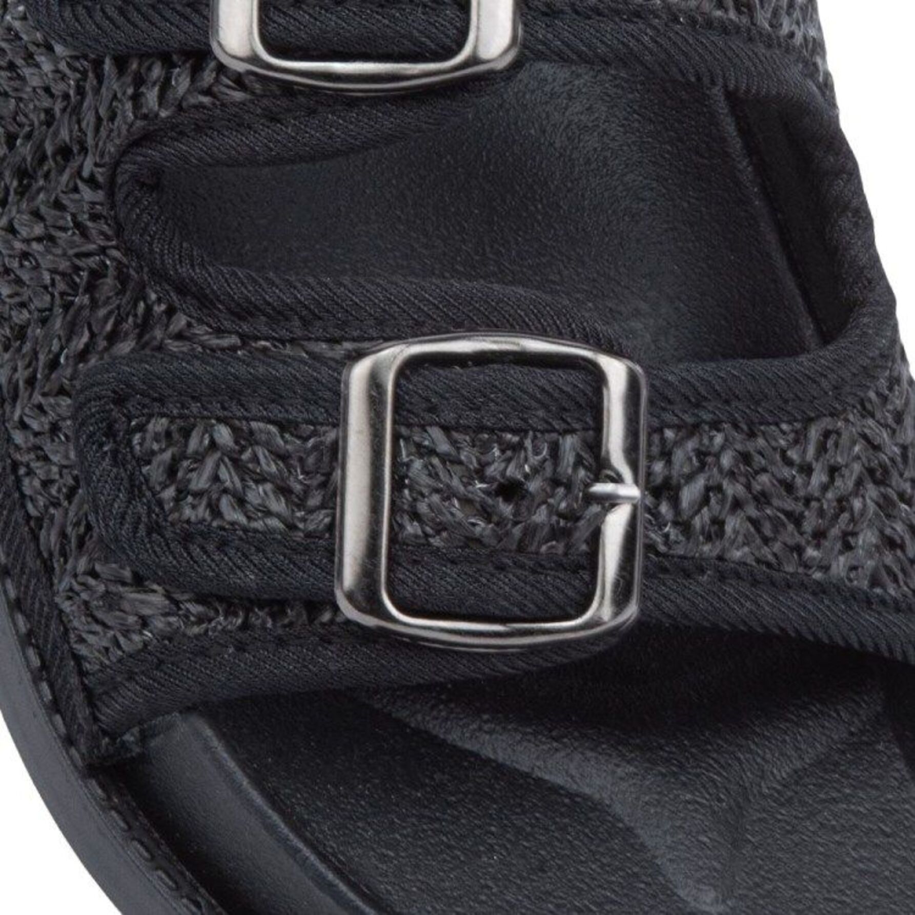 Kit de 2 pares de sandalias para mujer, de tipo slip on, planas, tejidas, marca Vi Line, colores negro y camel, mod. 1189835