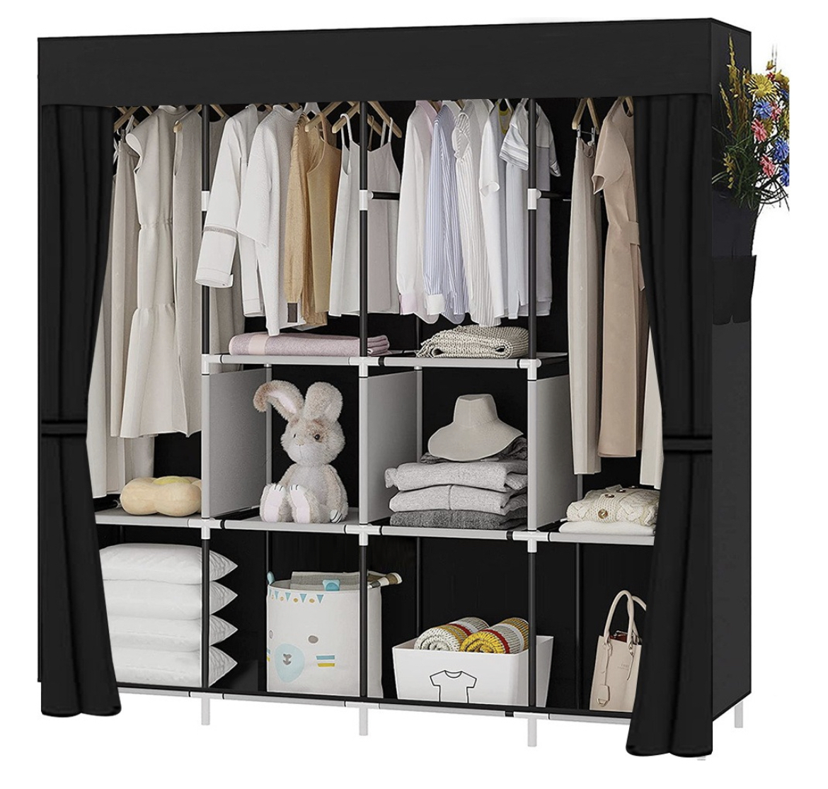 Closet Grande Banna TD-0918 Armable Portátil Organizador Recamara Color Negro