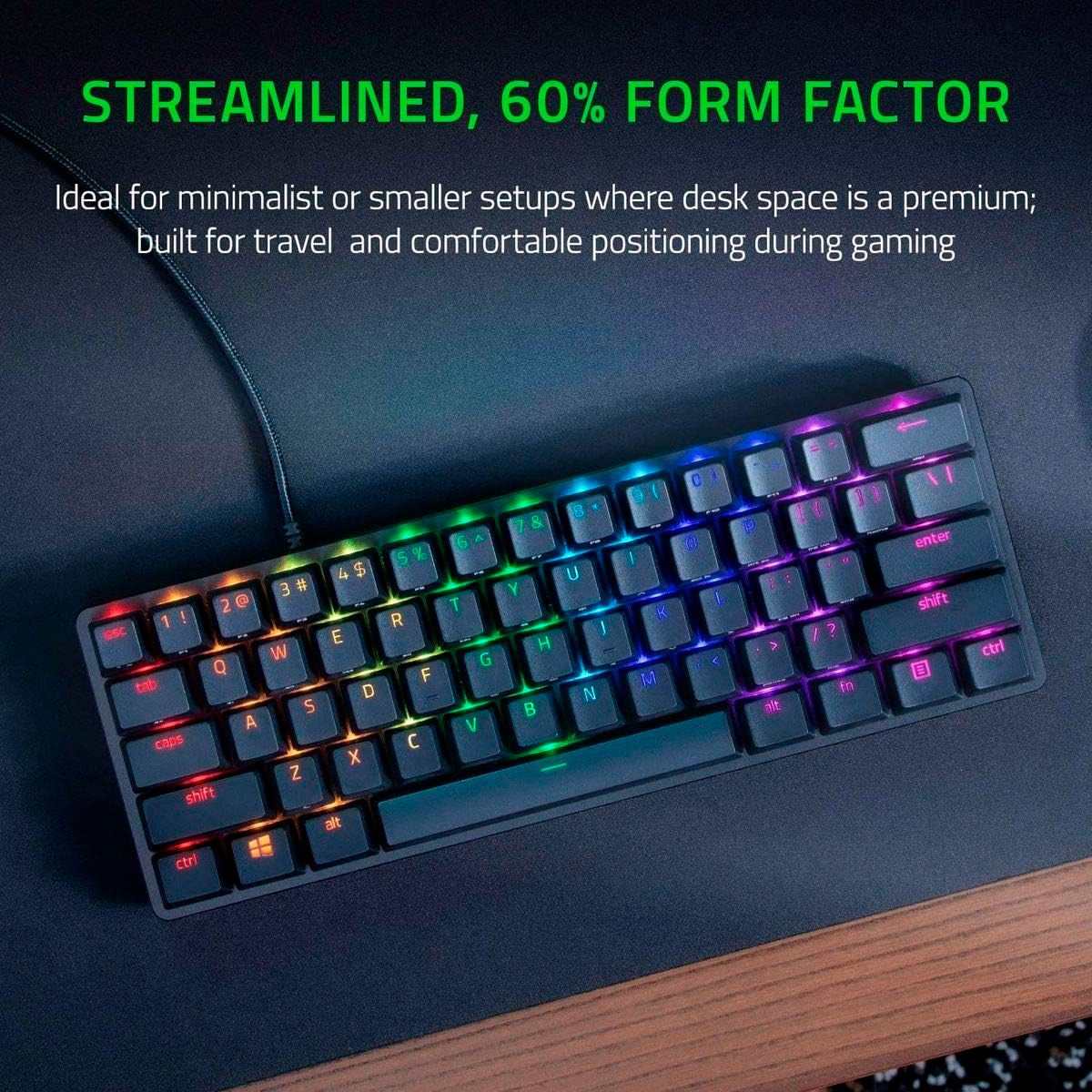 Razer Huntsman Mini 60% Edición Especial Teclado Mecanico 61 Teclas, Alámbrico, QWERTY, Aluminio ,Cable Tipo C Desmontable, Chroma RGB para Pc Gamer( Reacondicionado) 