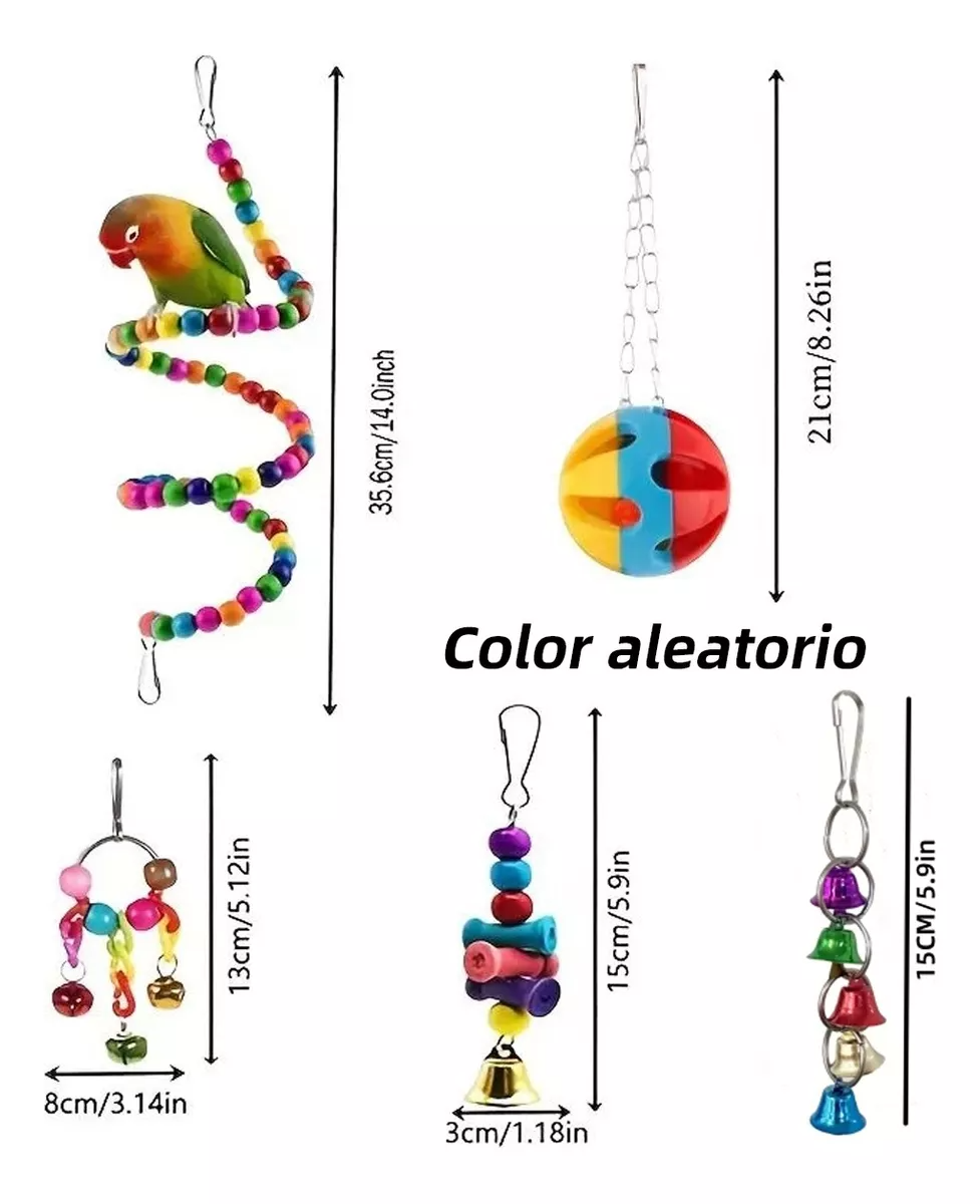 15pzs De Juguete Para Aves Loro De Pájaro Columpio Campana