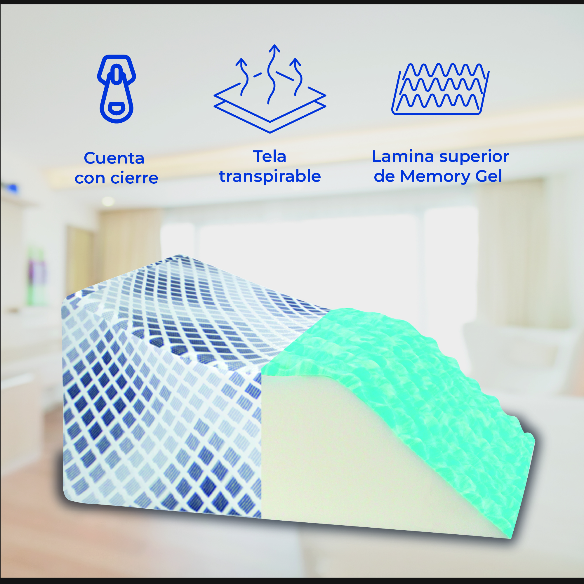 Almohada Soporte para Elevación de piernas DR JOOHN, Memory Gel (Snow).