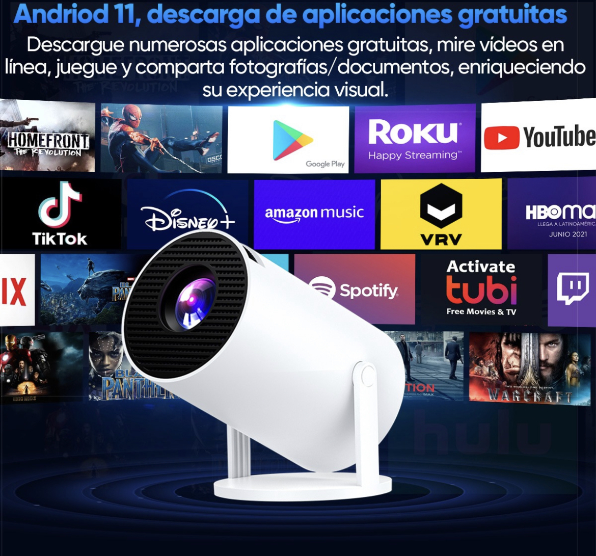 Proyector Profesional 4k Android 8000lm Led 1080p Hy300 Pro