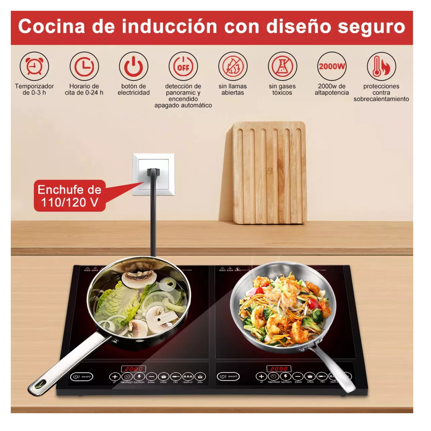Parrilla Eléctrica De Inducción De 2 Quemadores 