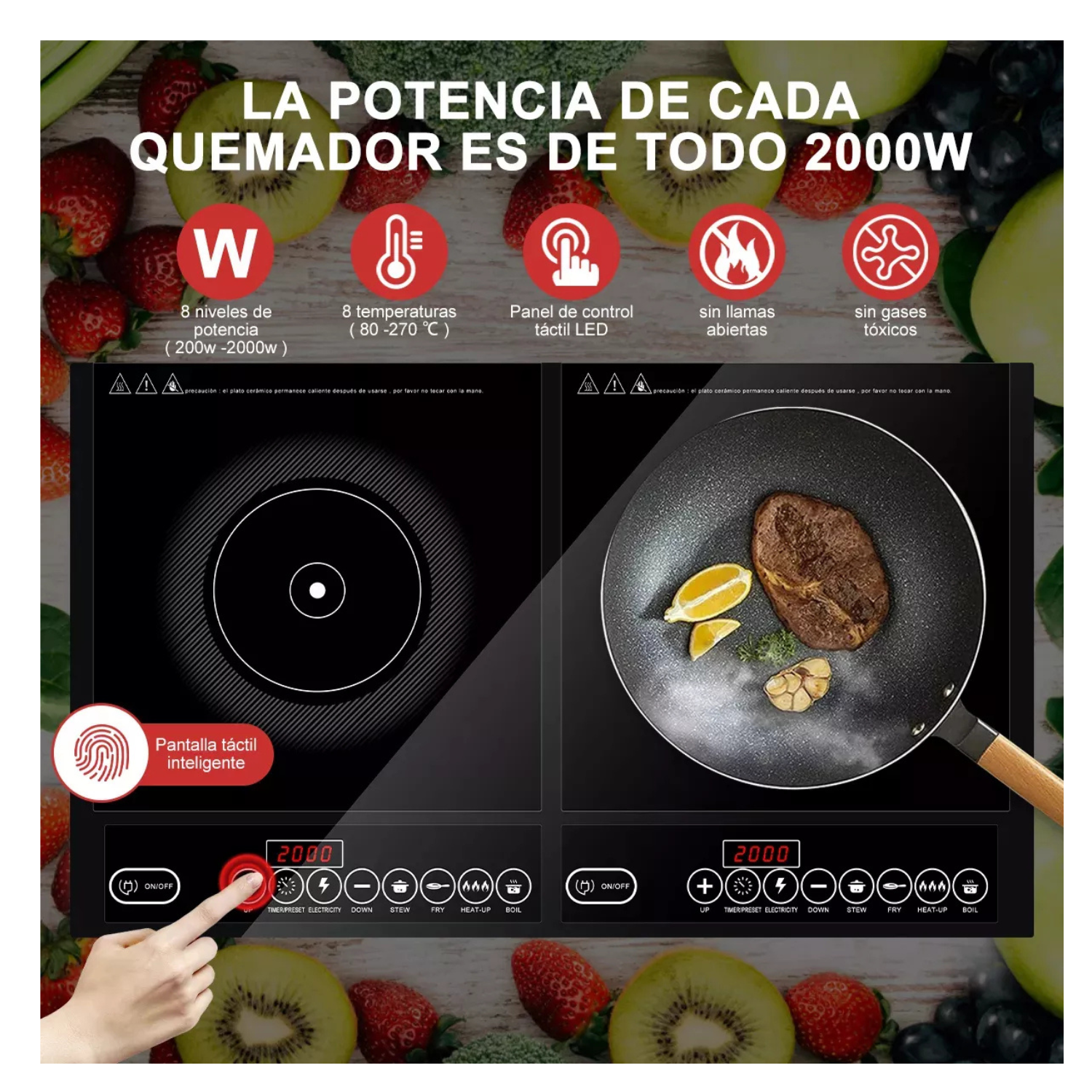 Parrilla Eléctrica De Inducción De 2 Quemadores 