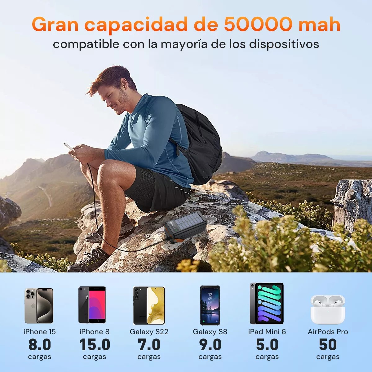 Power Bank Portátil Batería Pila 46w Carga Rápida 50000mah