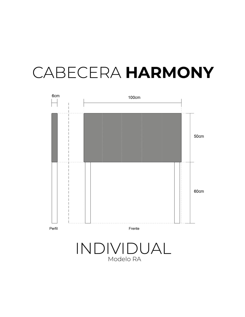 Cabecera Individual Harmony Rayas 3 Ajustes De Altura,  Azul
