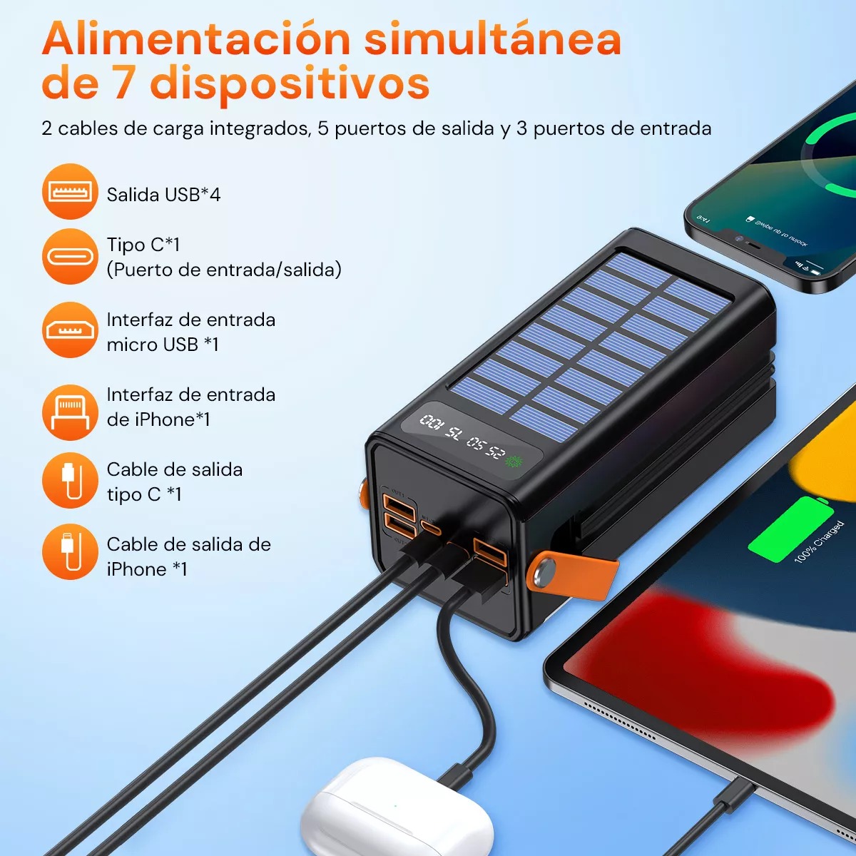 Power Bank Portátil Batería Pila 46w Carga Rápida 50000mah