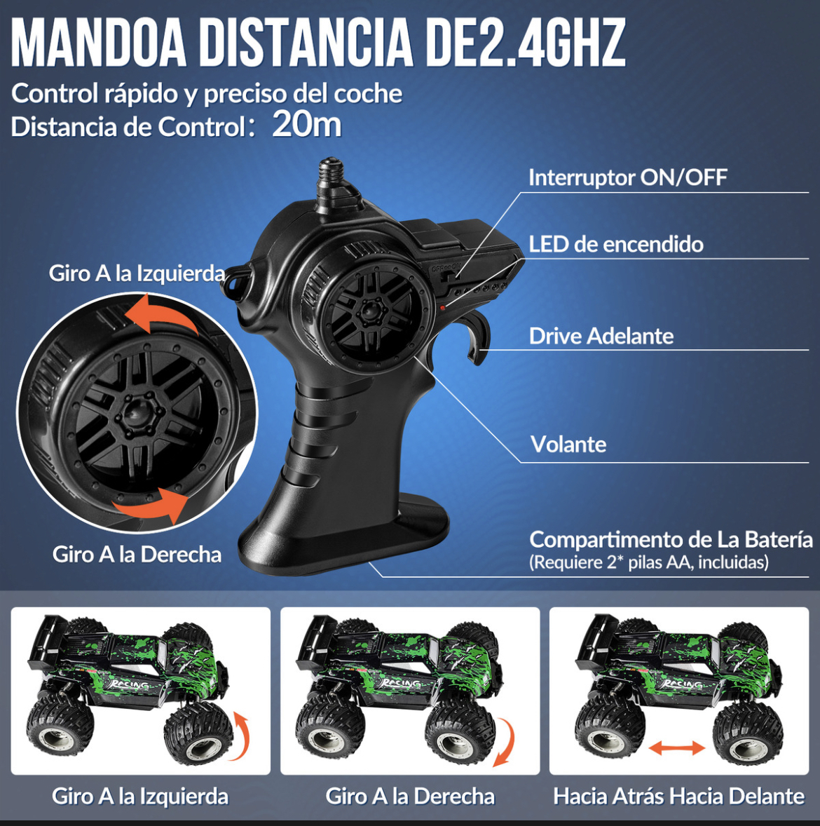 Carro Control Remoto Todo Terreno 4wd Recargable 1:18 Color Crema