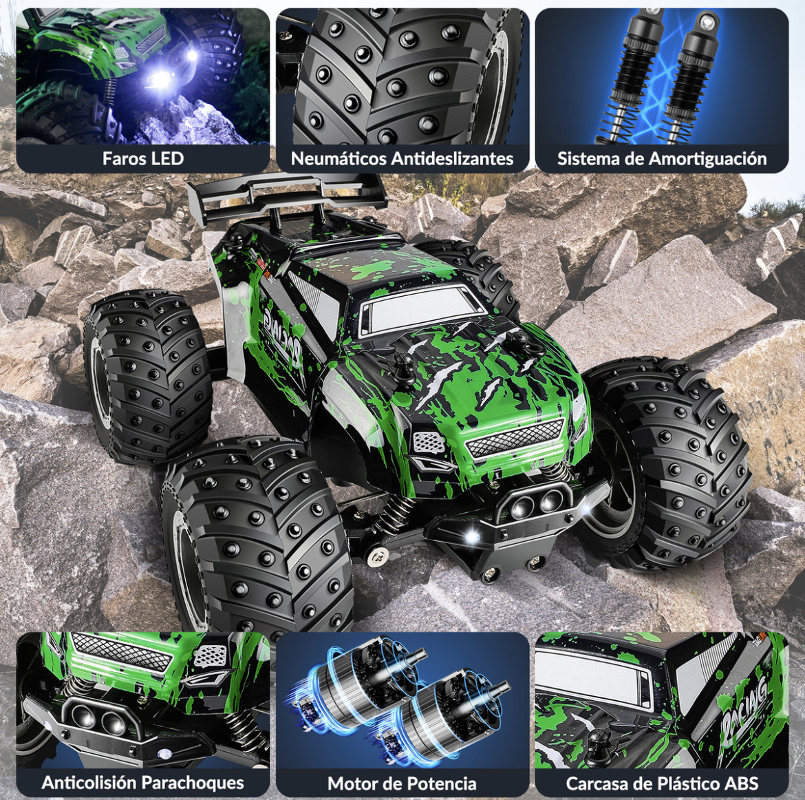 Carro Control Remoto Todo Terreno 4wd Recargable 1:18 Color Crema