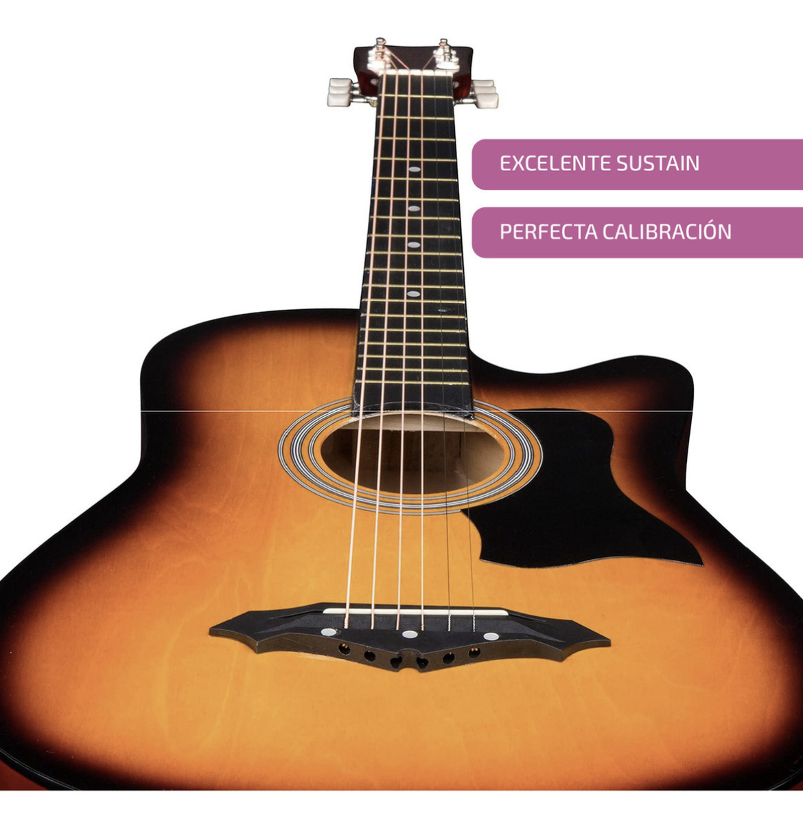 Guitarra Acústica Femmto AG002 con Accesorios para diestros Color Naranja Brillante