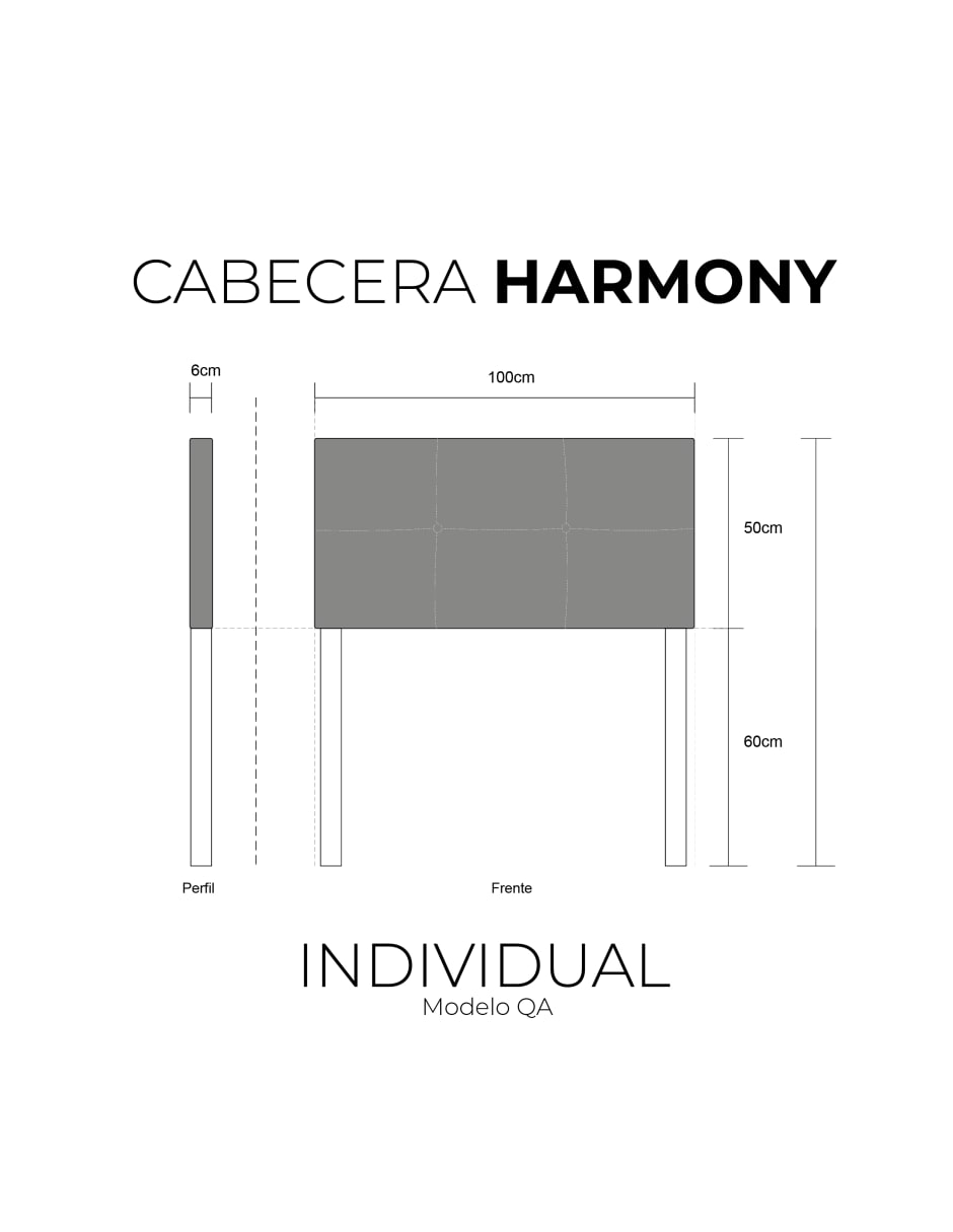 Cabecera Individual Harmony cuadros y  3 Ajustes De Altura, Beige
