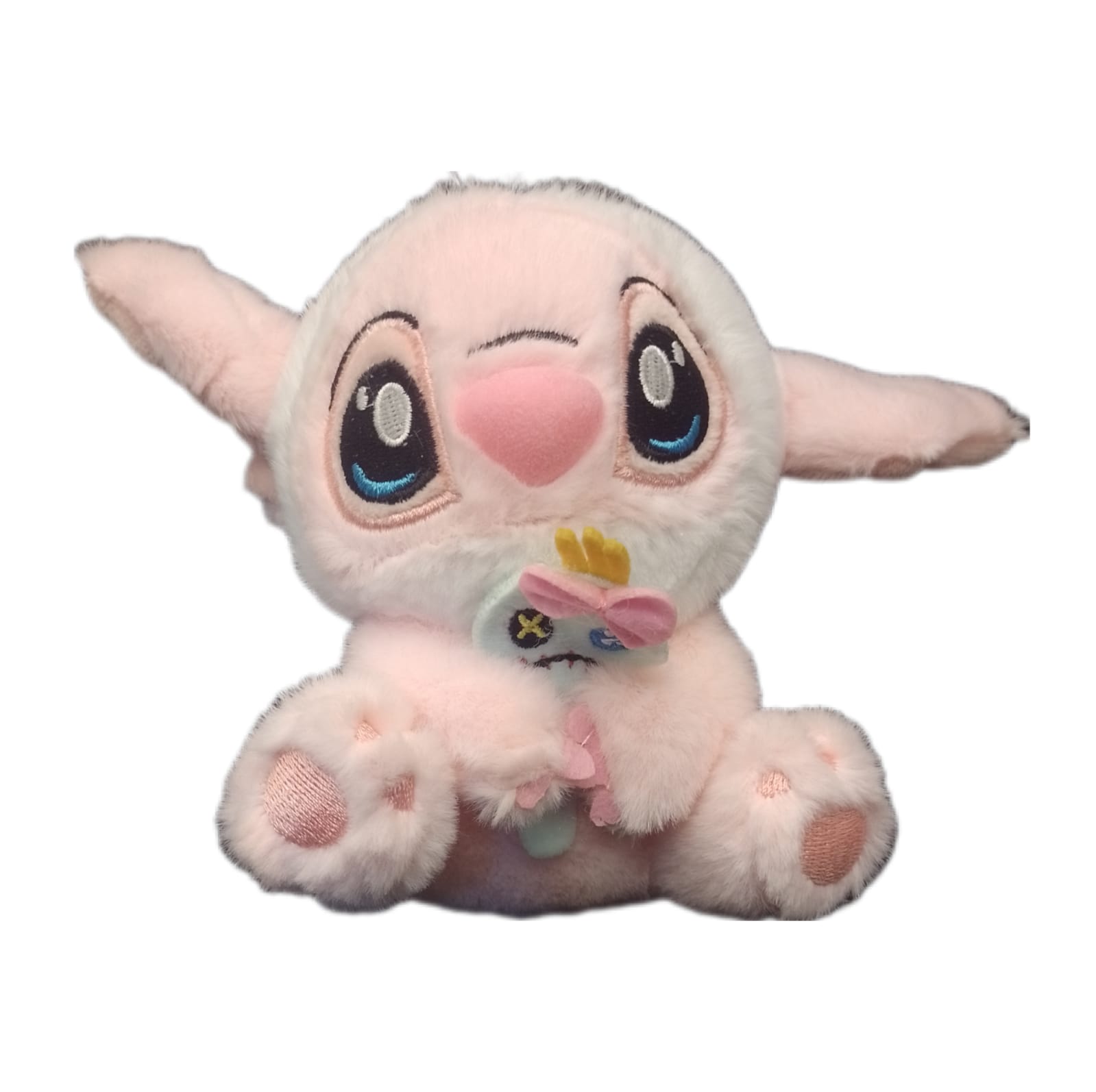 Llavero De Peluche Baby Stitch Angel & Scramp color Rosa