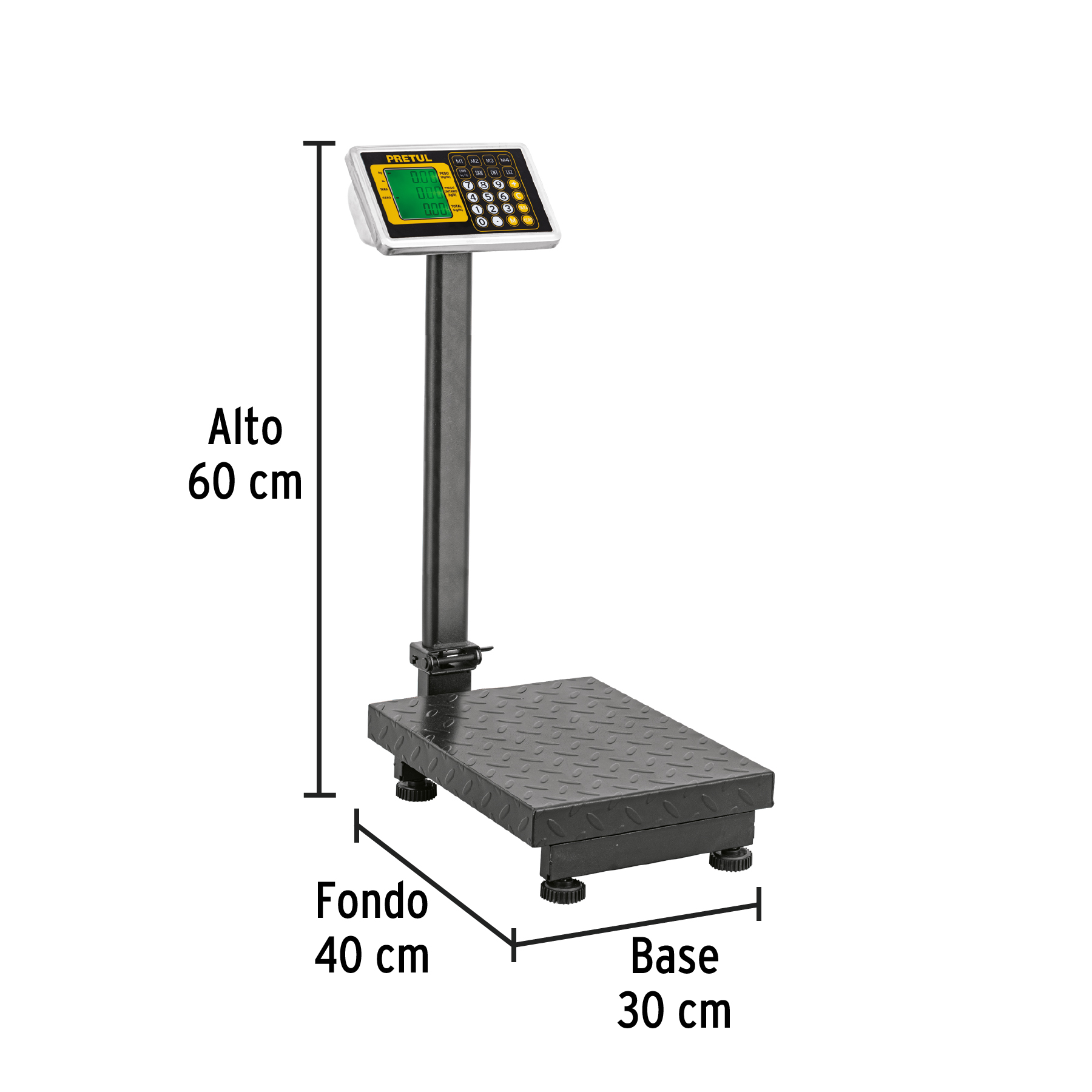 Báscula electrónica de plataforma, plegable, 100 kg. Pretul