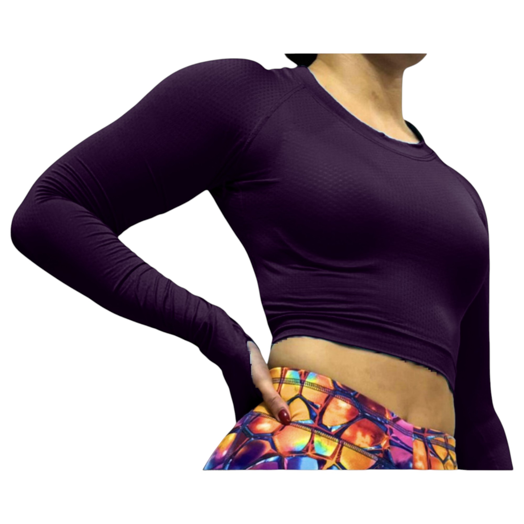 TOP MANGA LARGA DEPORTIVO MUJER PARA TENIS, YOGA, FIT, GOLF, GYM, GIMNASIA, ATLETISMO, SENDERISMO, ACTIVIDADES AL AIRE LIBRE, COLOR  MORADO