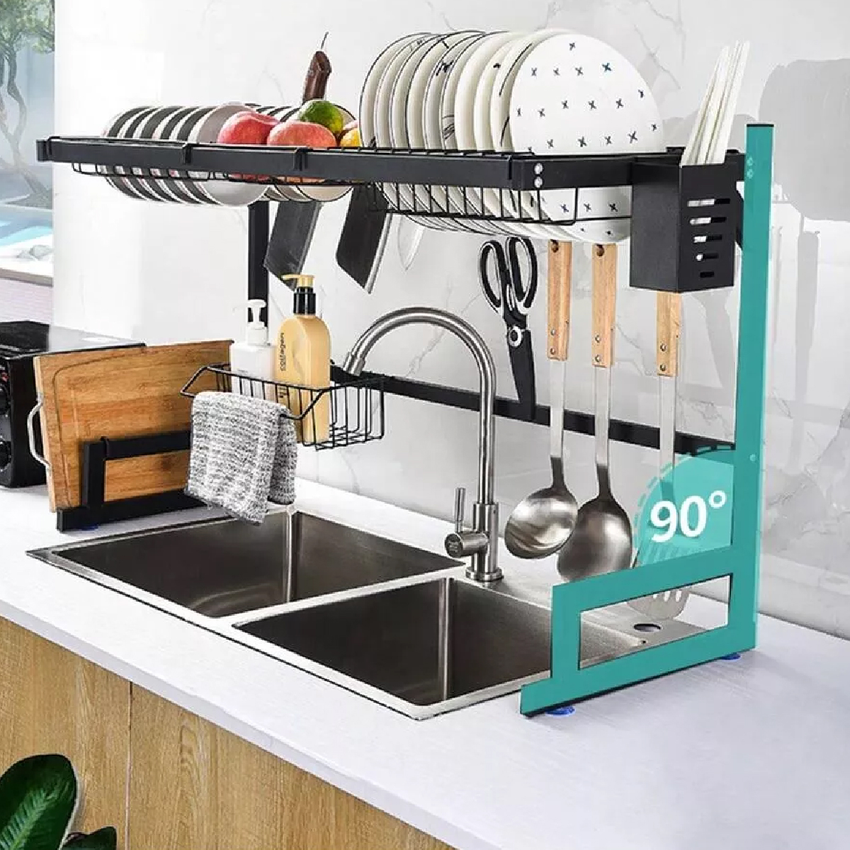 Escurridor Kitchen Rack 1 Nivel y 65 cm para organización y secado de platos y utensilios De Metal