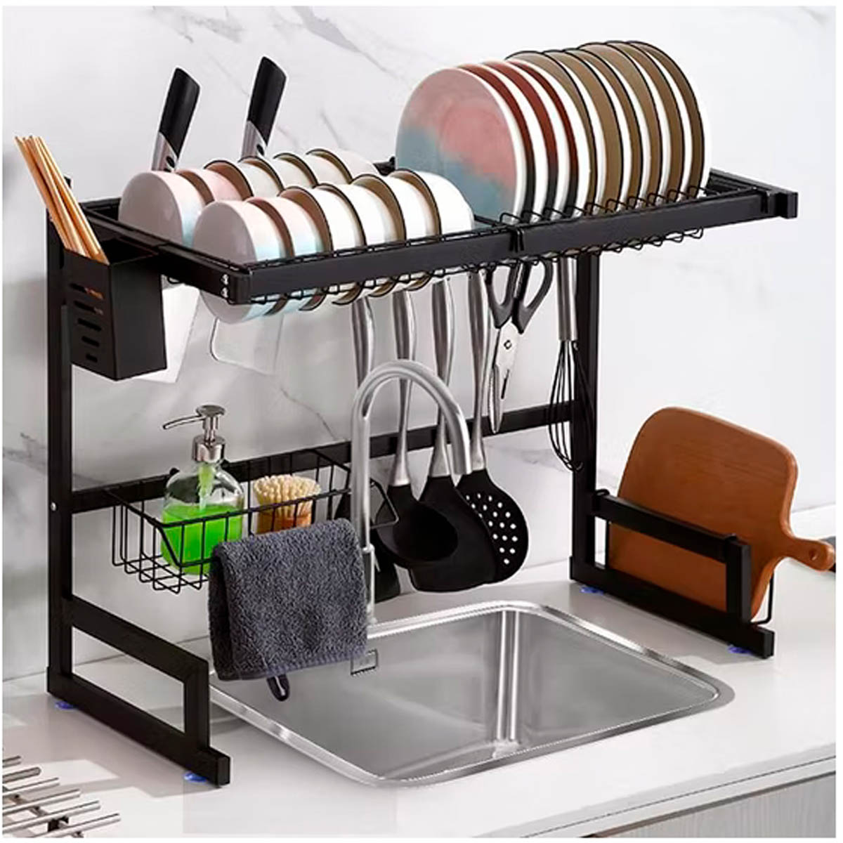 Escurridor Kitchen Rack 1 Nivel y 65 cm para organización y secado de platos y utensilios De Metal