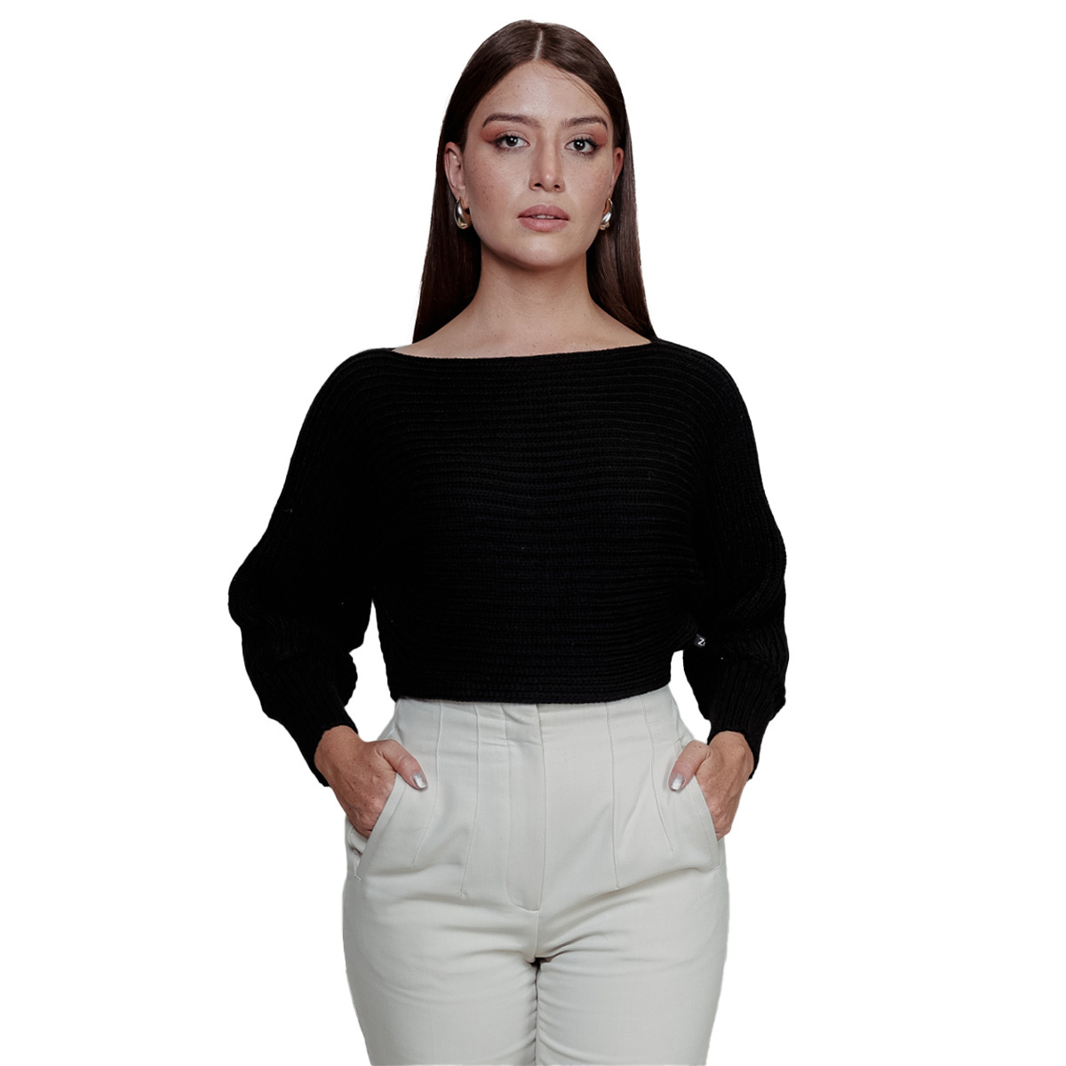 Suéter ZUIO cuello ojal para mujer- NEGRO
