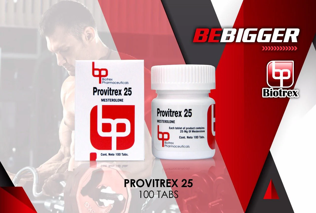 PROVITREX 25 - Mesterolona - Oral - 25mg/tab 100 tabletas - Biotrex - Testosterona libre al máximo y músculo firme sin aromatización