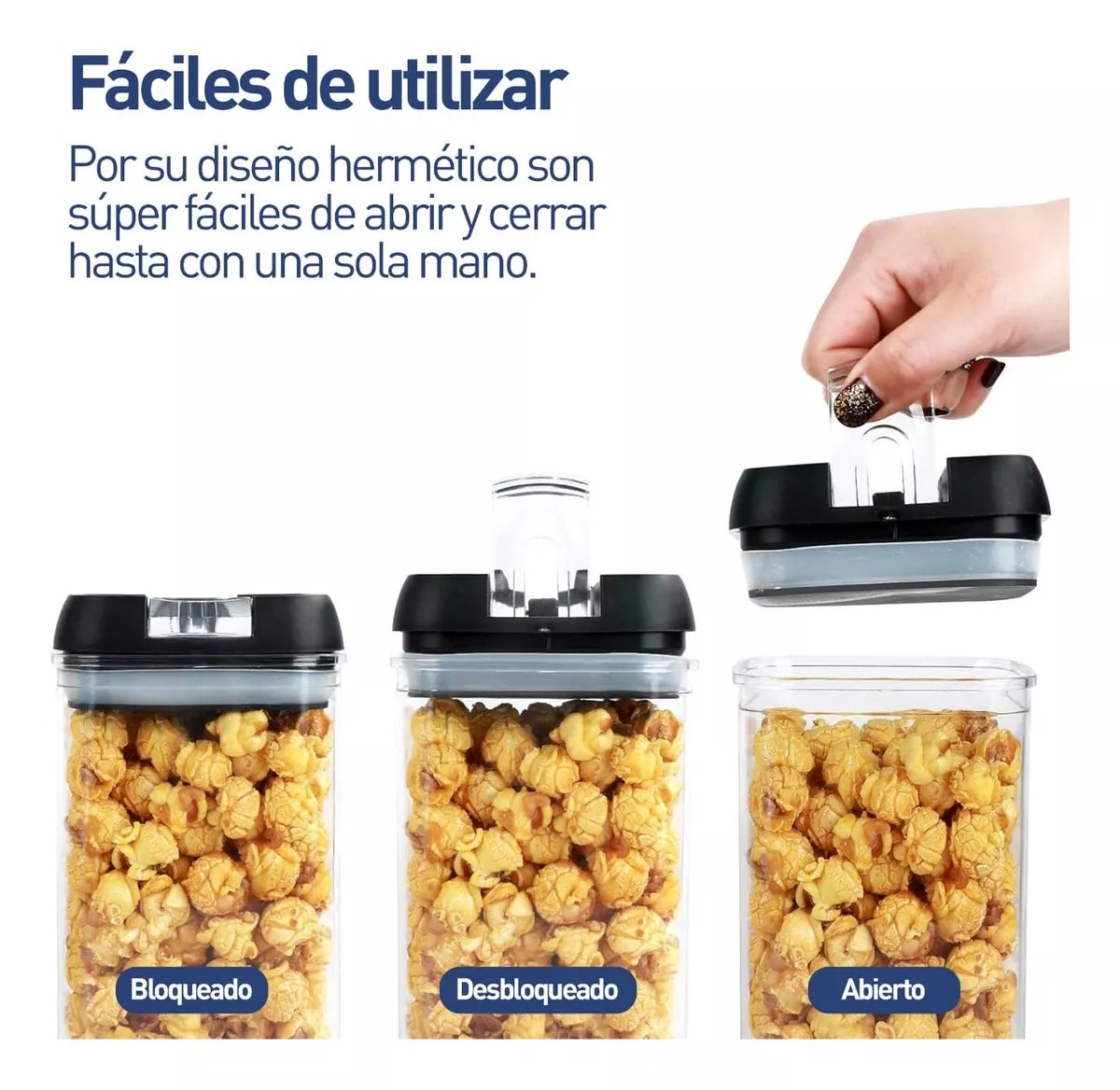 Juego De 7 Recipientes Herméticos De Plástico Para Cocina