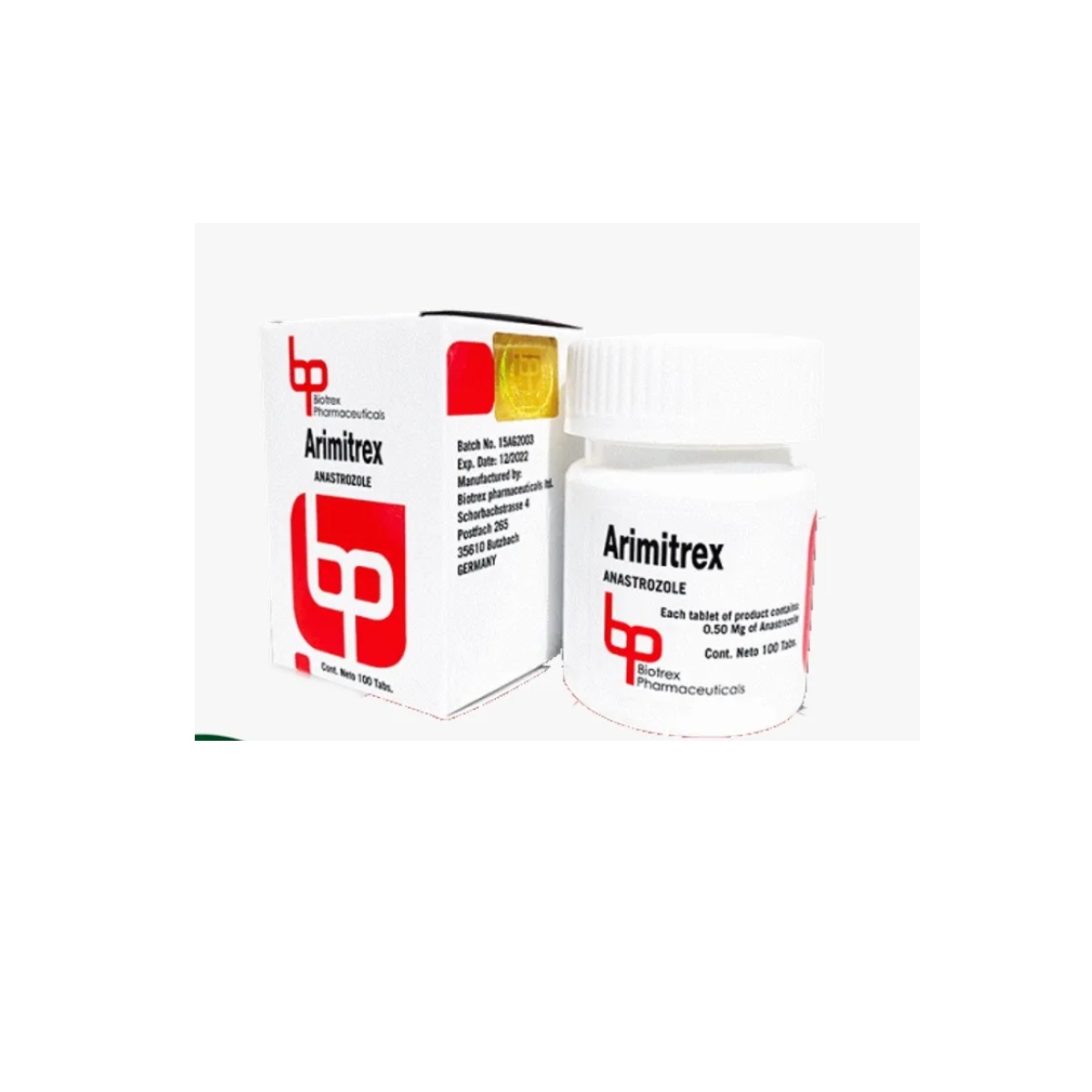 ARIMITREX - Anastrozol - Oral - 0.50mg/tab 100 tabletas - Biotrex - Bloqueo de estrógenos y prevención de efectos colaterales