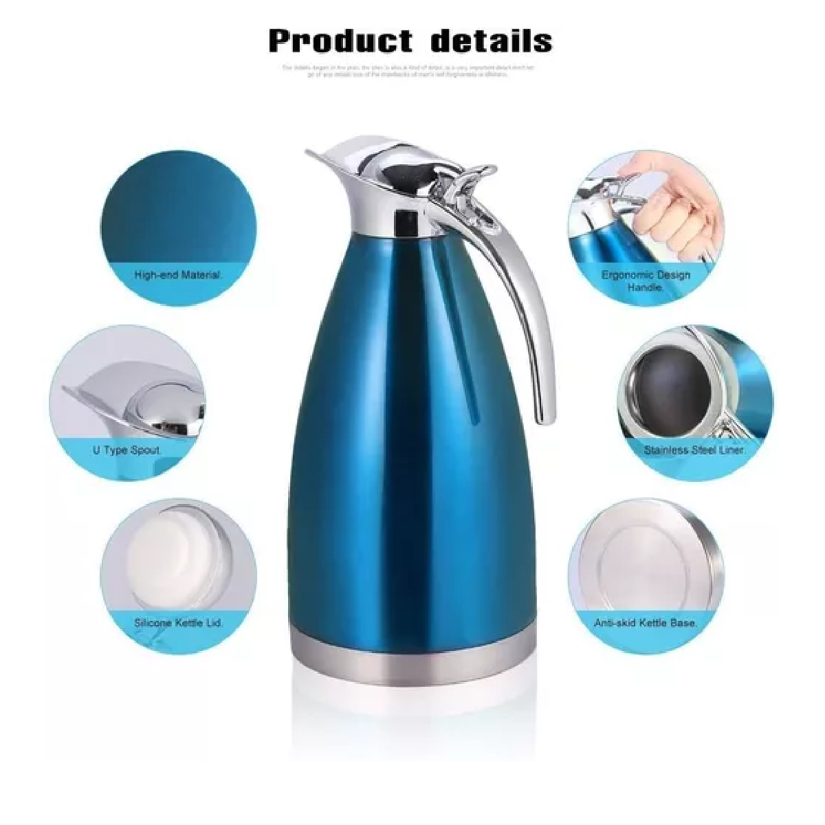 Jarra Termica 2 LT Inoxidable Azul