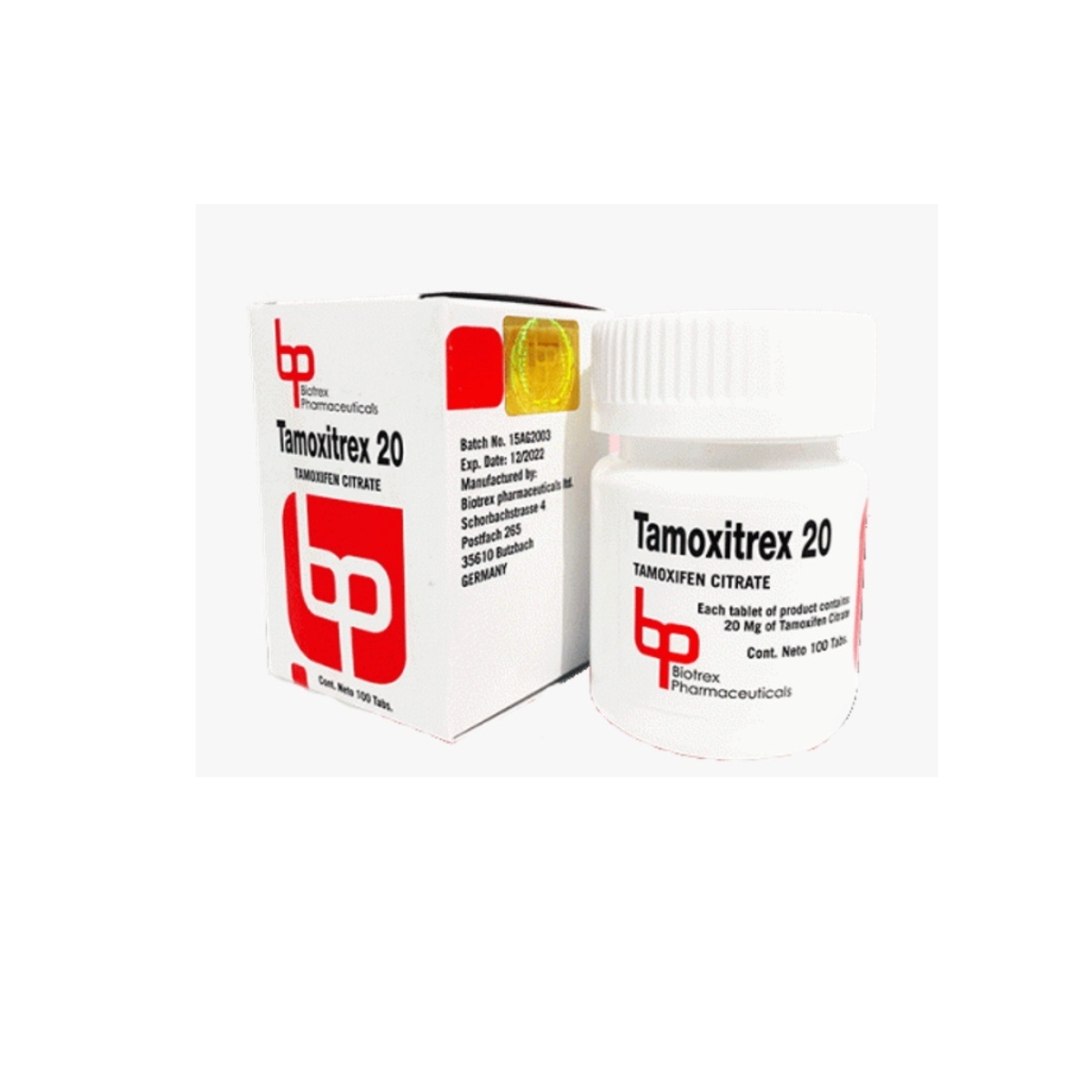 TAMOXITREX 20 - Tamoxifeno - Oral - 20mg/tab 100 tabletas - Biotrex - Control estrogénico total y soporte ideal post ciclo