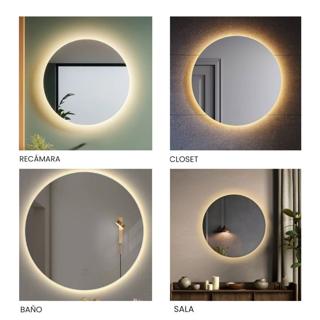 Espejo Circular Luz Led Cálida 120 cm 