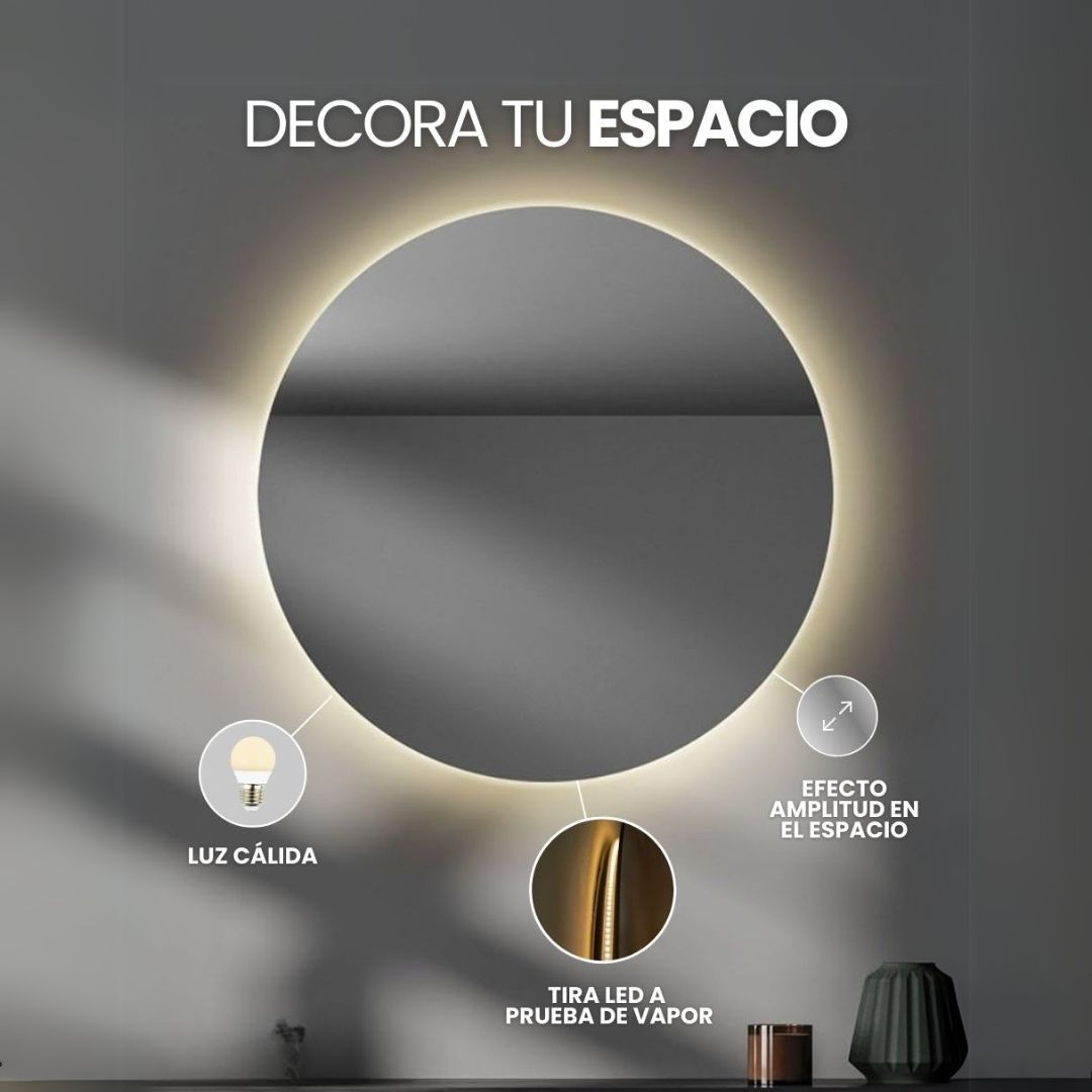 Espejo Circular Luz Led Cálida 120 cm 