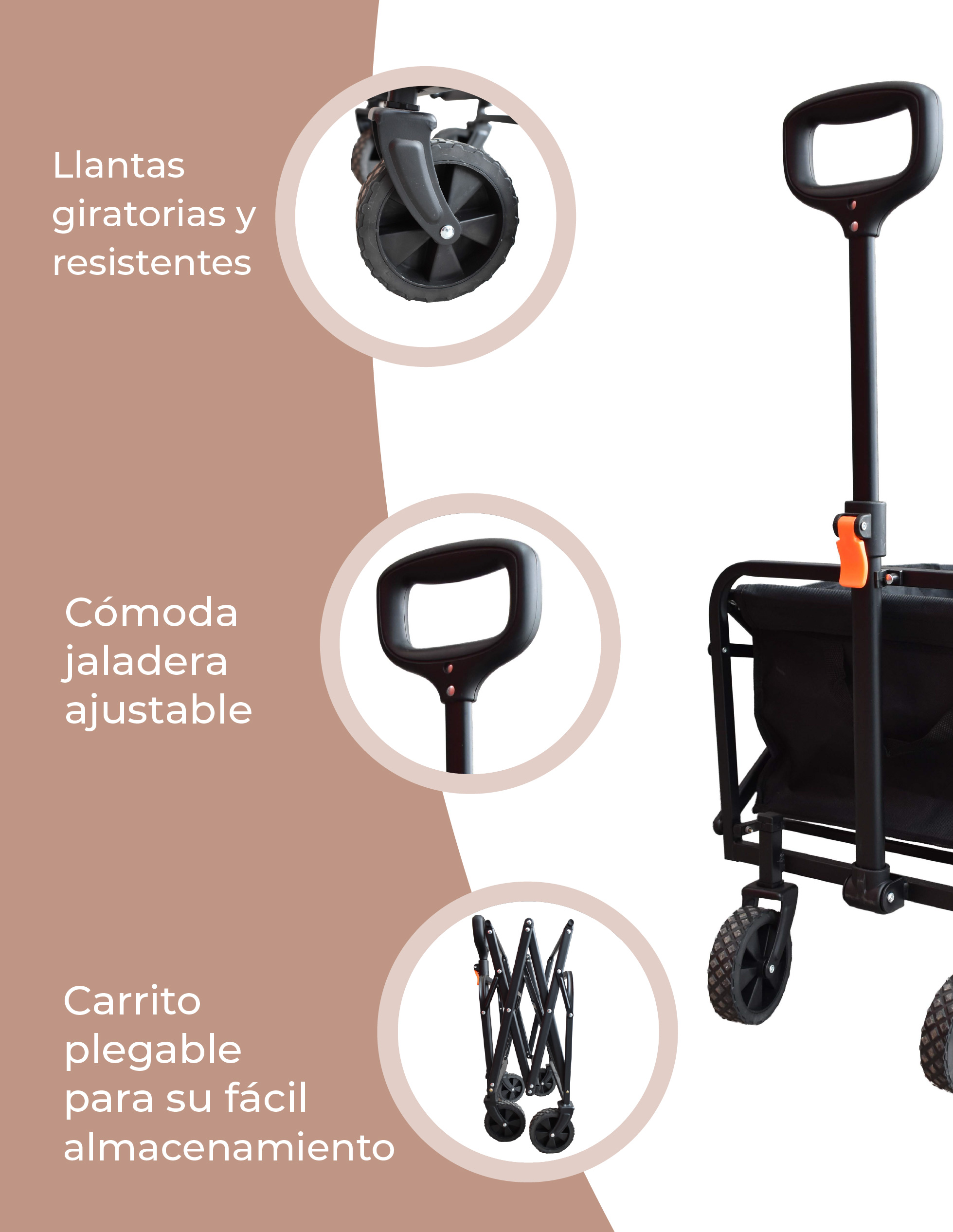 Carrito Negro Transportador Vagón Con Jaladera 