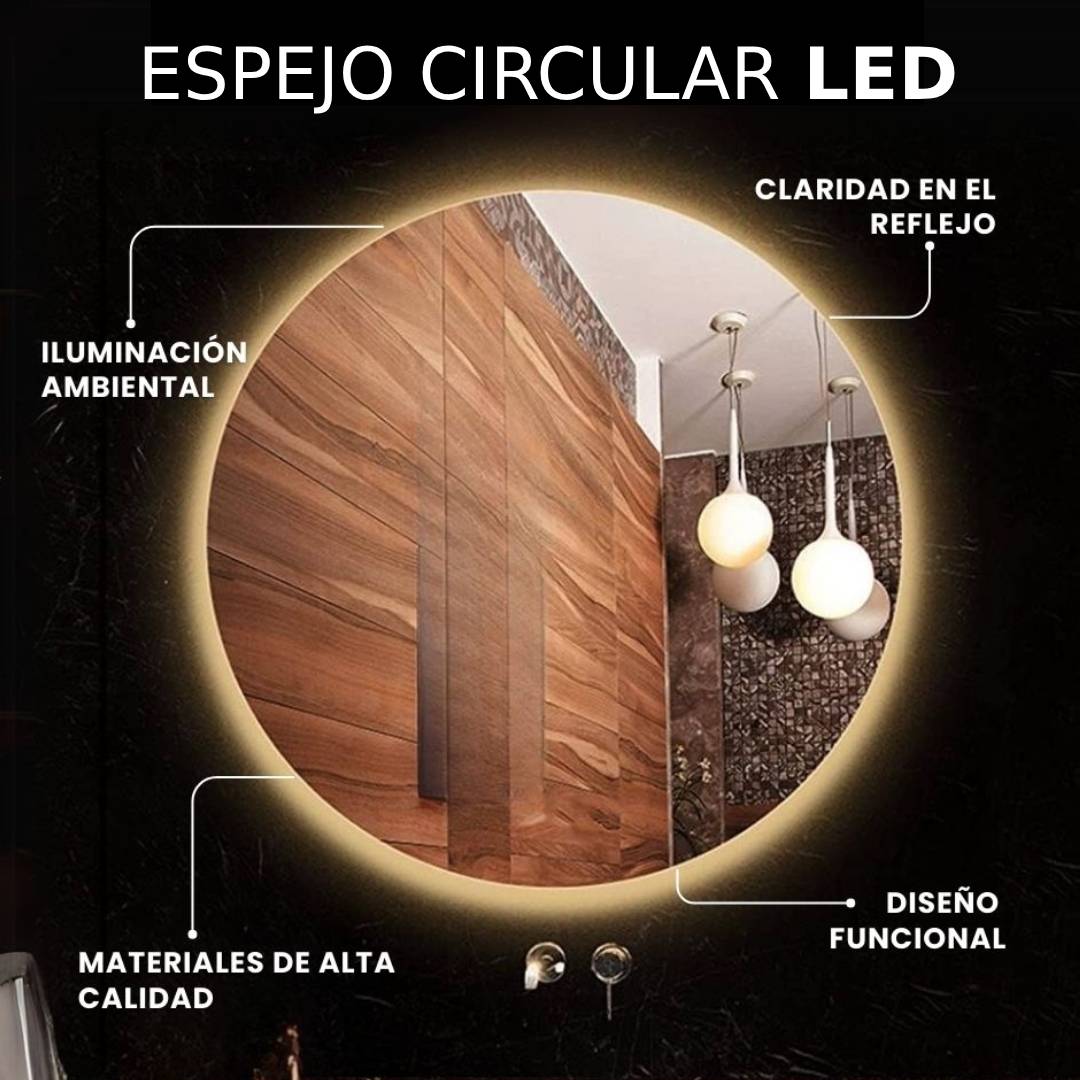 Espejo Circular Luz Led Cálida 120 cm 