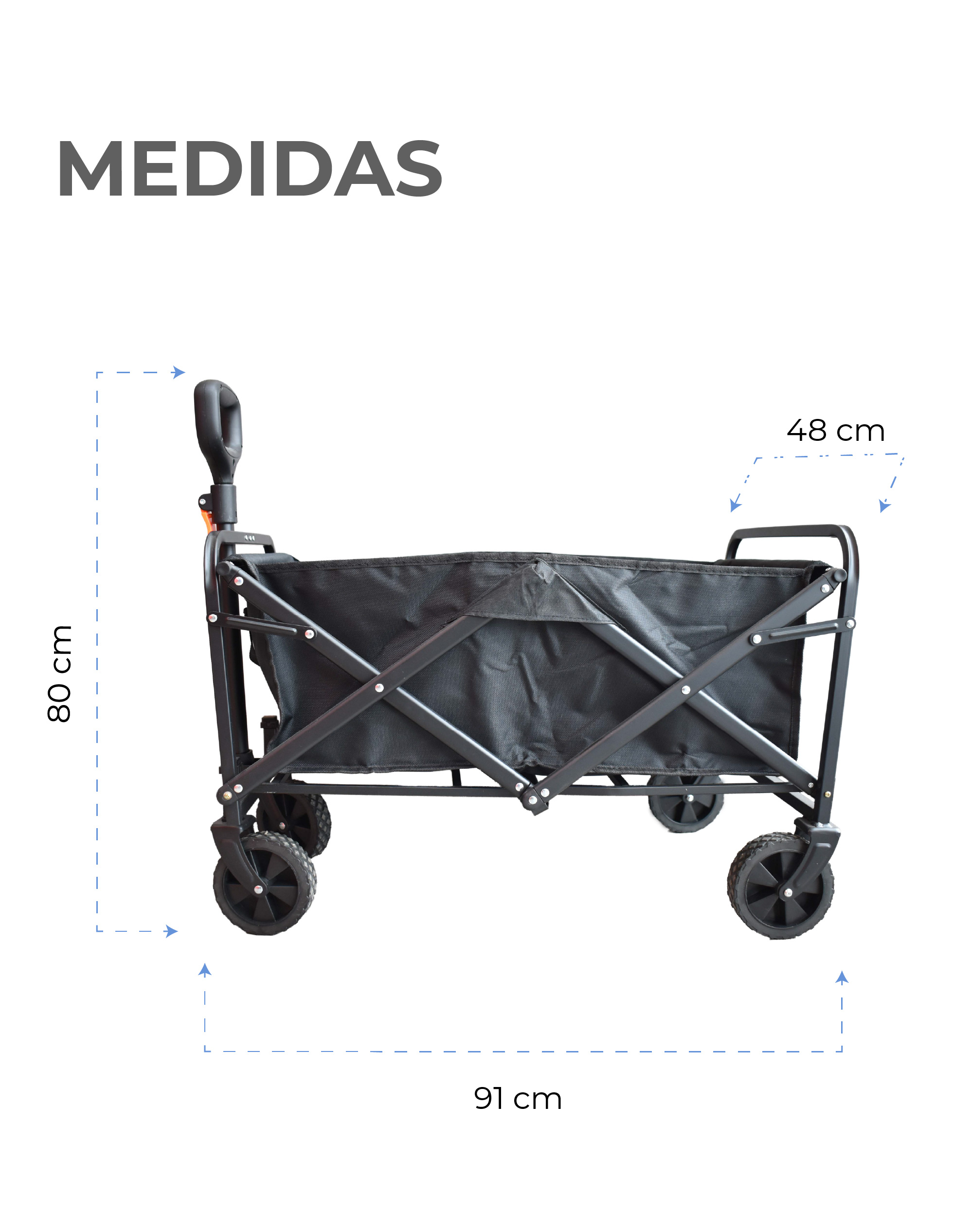 Carrito Negro Transportador Vagón Con Jaladera 