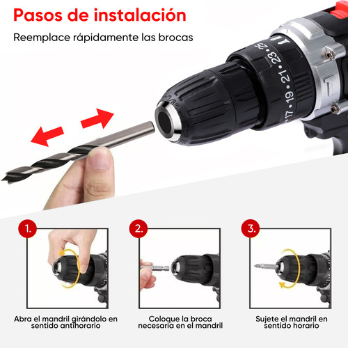 Taladro Atornillador De Impacto Eléctrico Inalámbrico Maxherr 48v 1550rpms Negro Con 2 Baterías