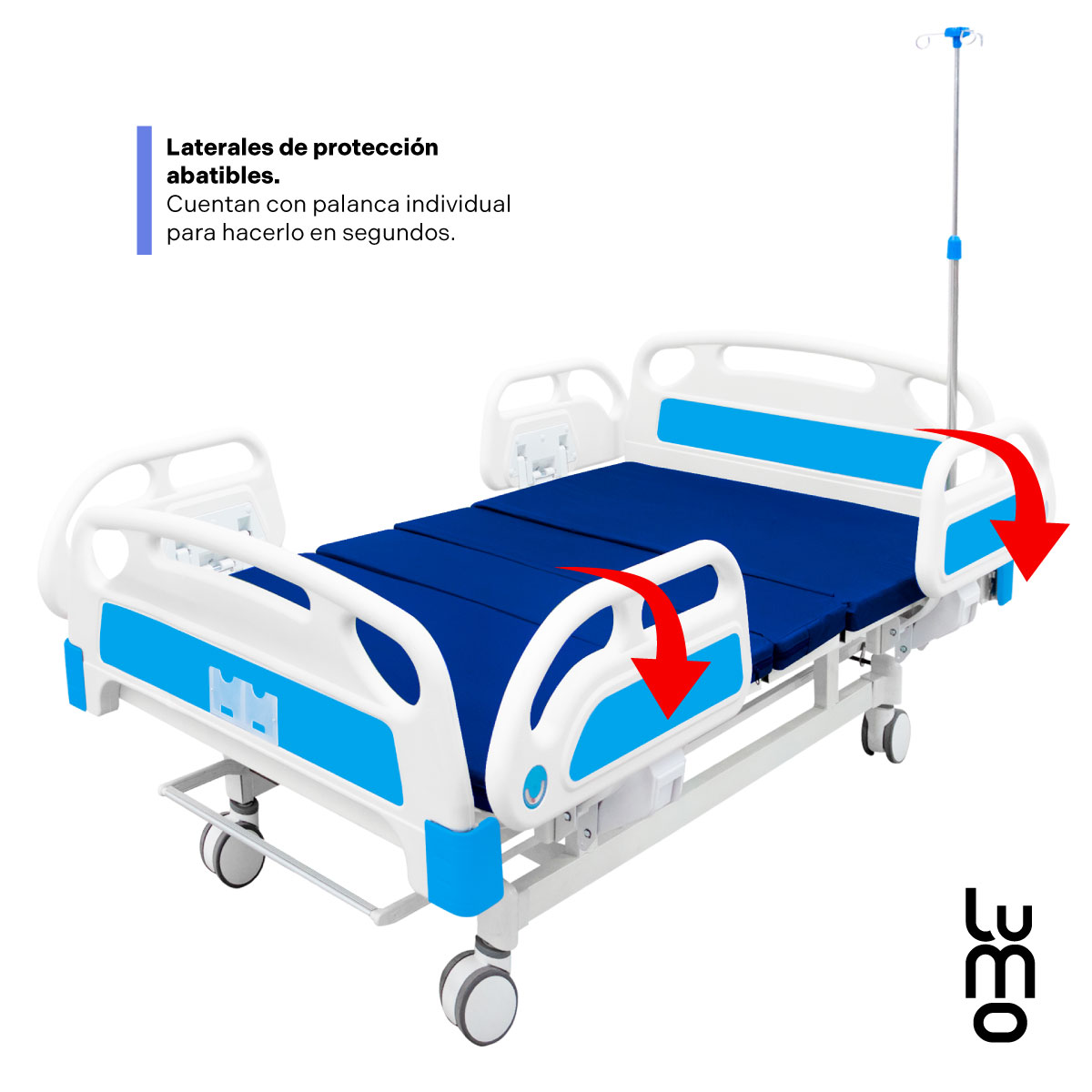 Cama Hospitalaria Electrica Porta Suero  con Colchon Espuma